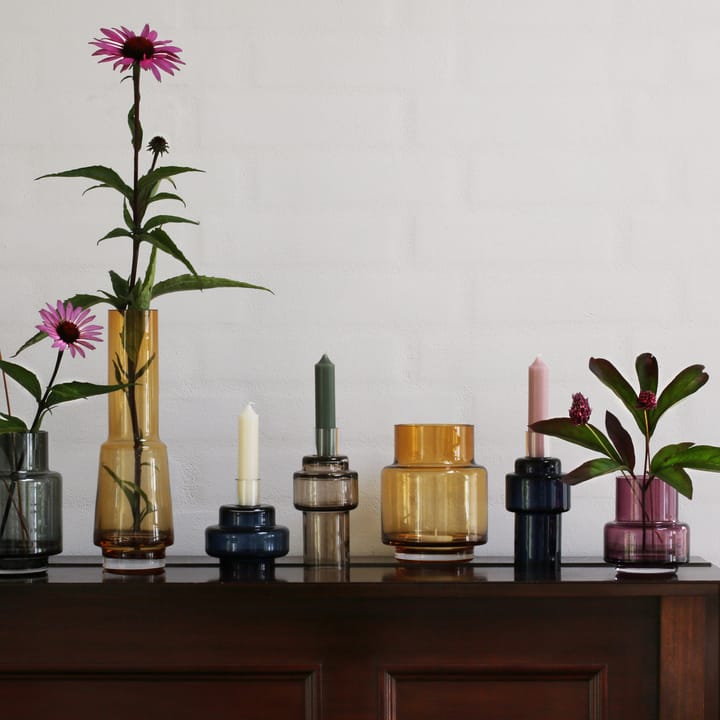 Suporte de velas em vidro no. 55, azul índigo Ro Collection