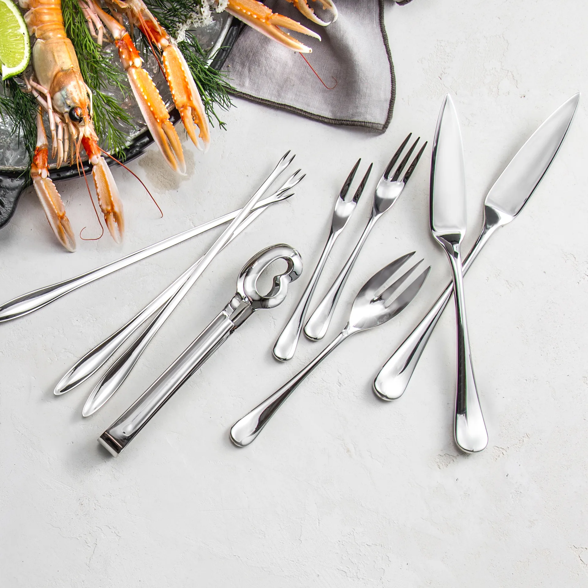 Garfo de ostras espelhado Radford, Aço inoxidável Robert Welch