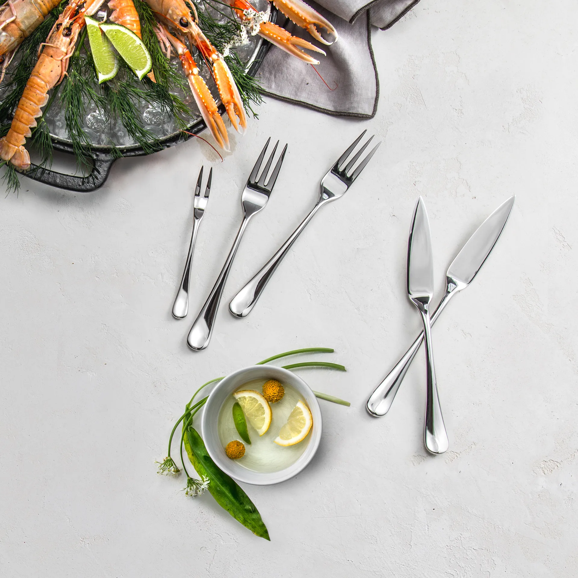 Garfo de peixe espelhado Radford, Aço inoxidável Robert Welch