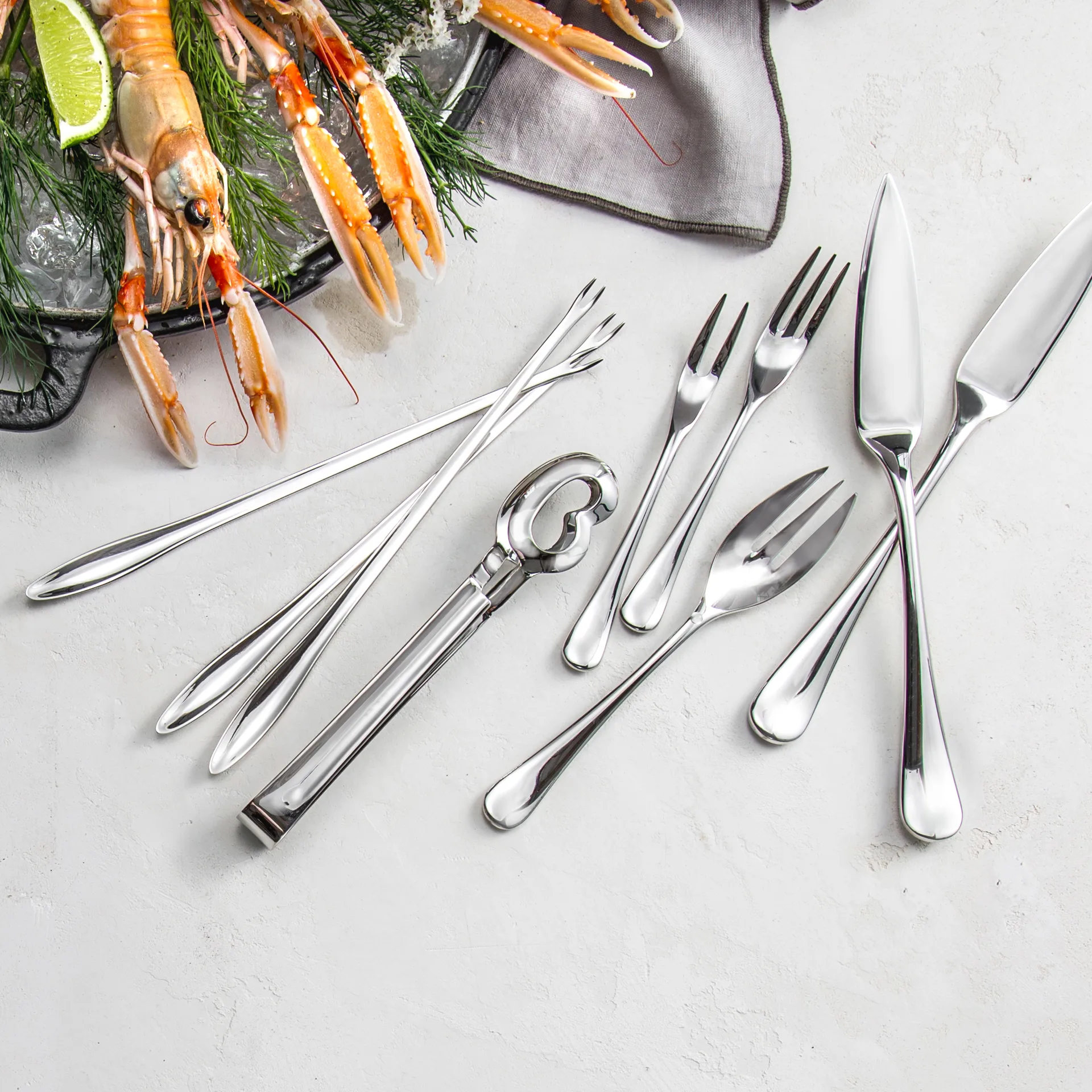 Garfo para lagosta espelhado Radford, Aço inoxidável Robert Welch