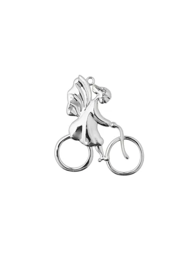 Anjo Pingente de Natal na bicicleta Karen Blixen - Prata - Rosendahl