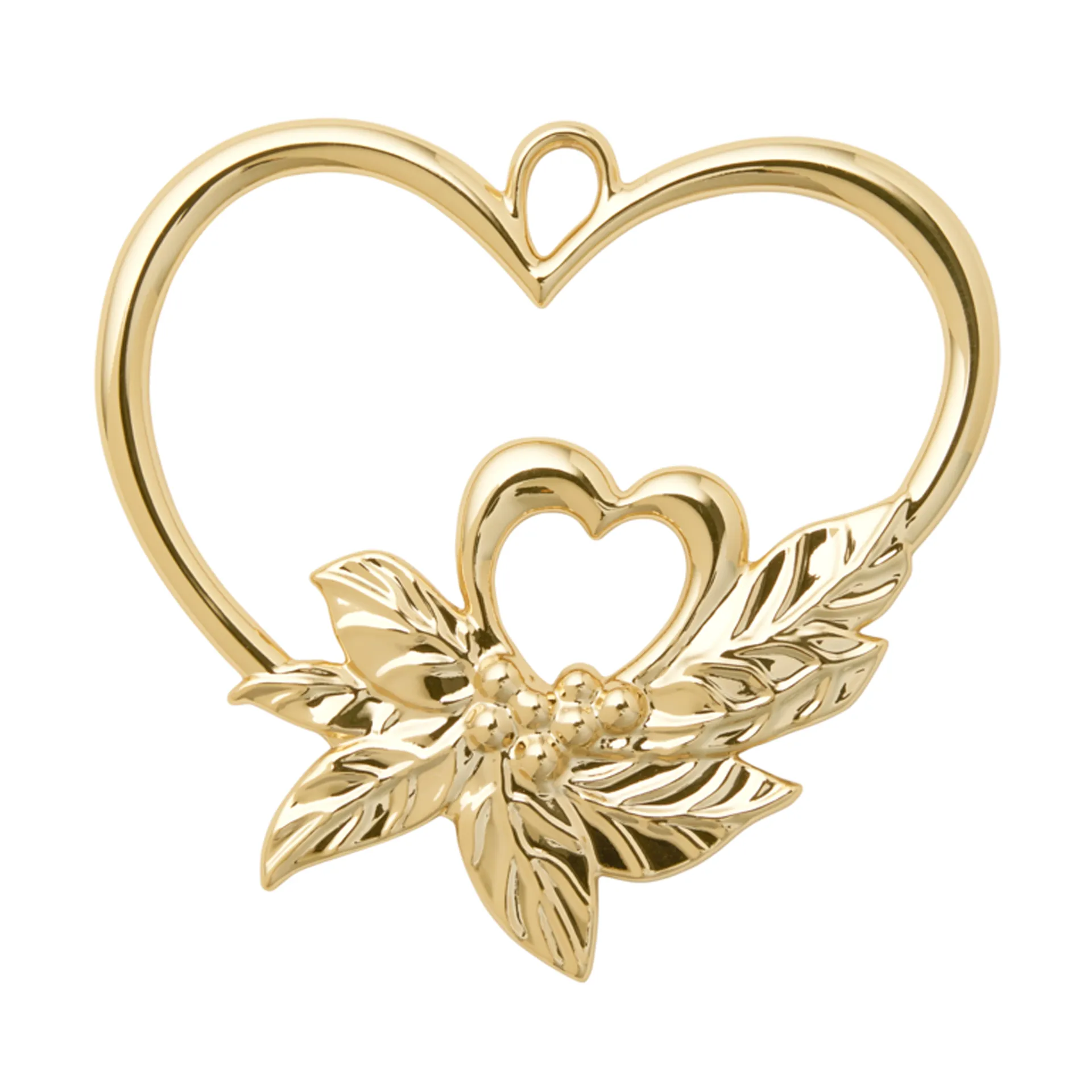 Pingente de Natal Duplo Coração Karen Blixen , Dourada  Rosendahl