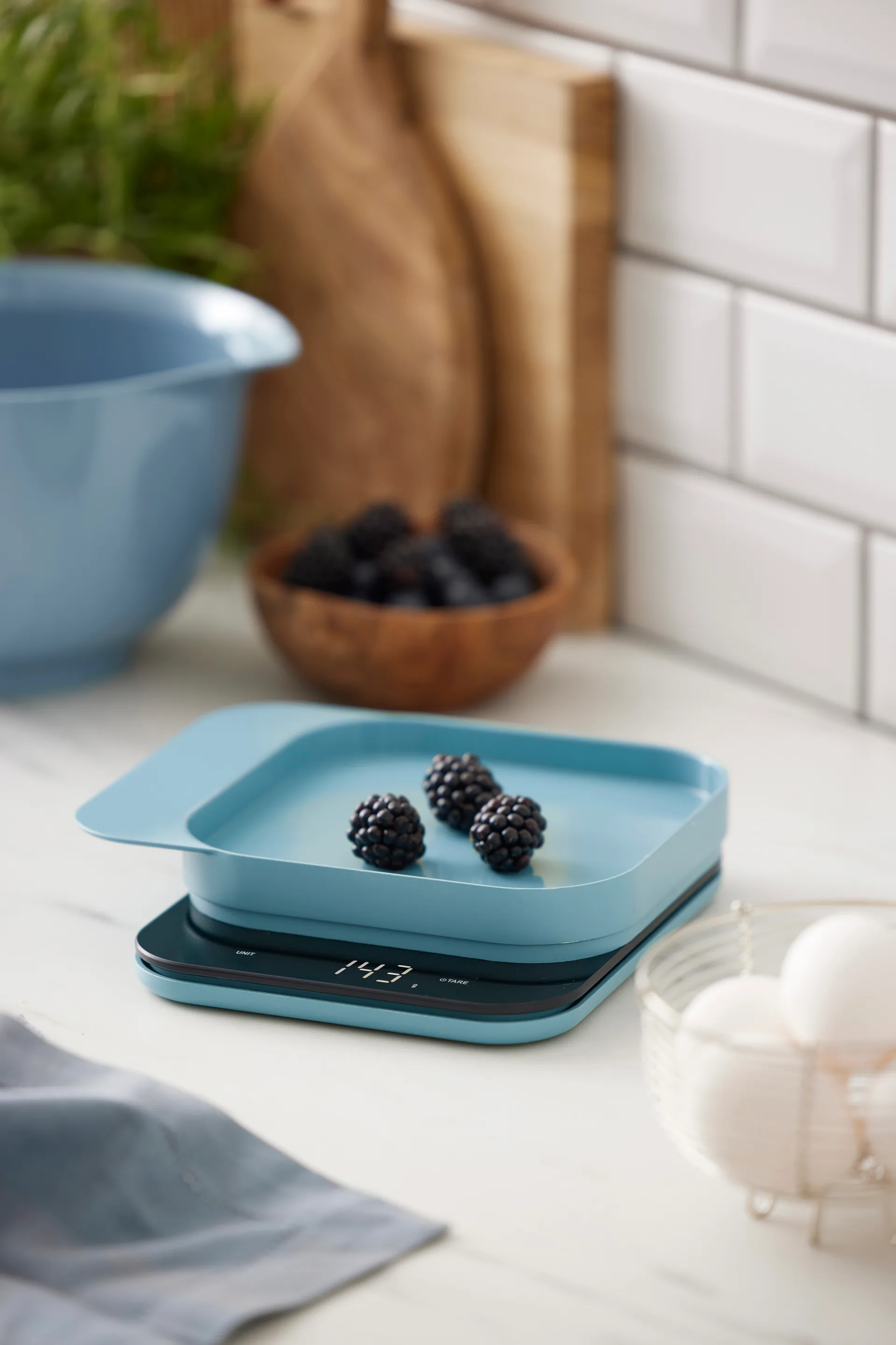 Balança de cozinha Mensura, Azul dusty Rosti