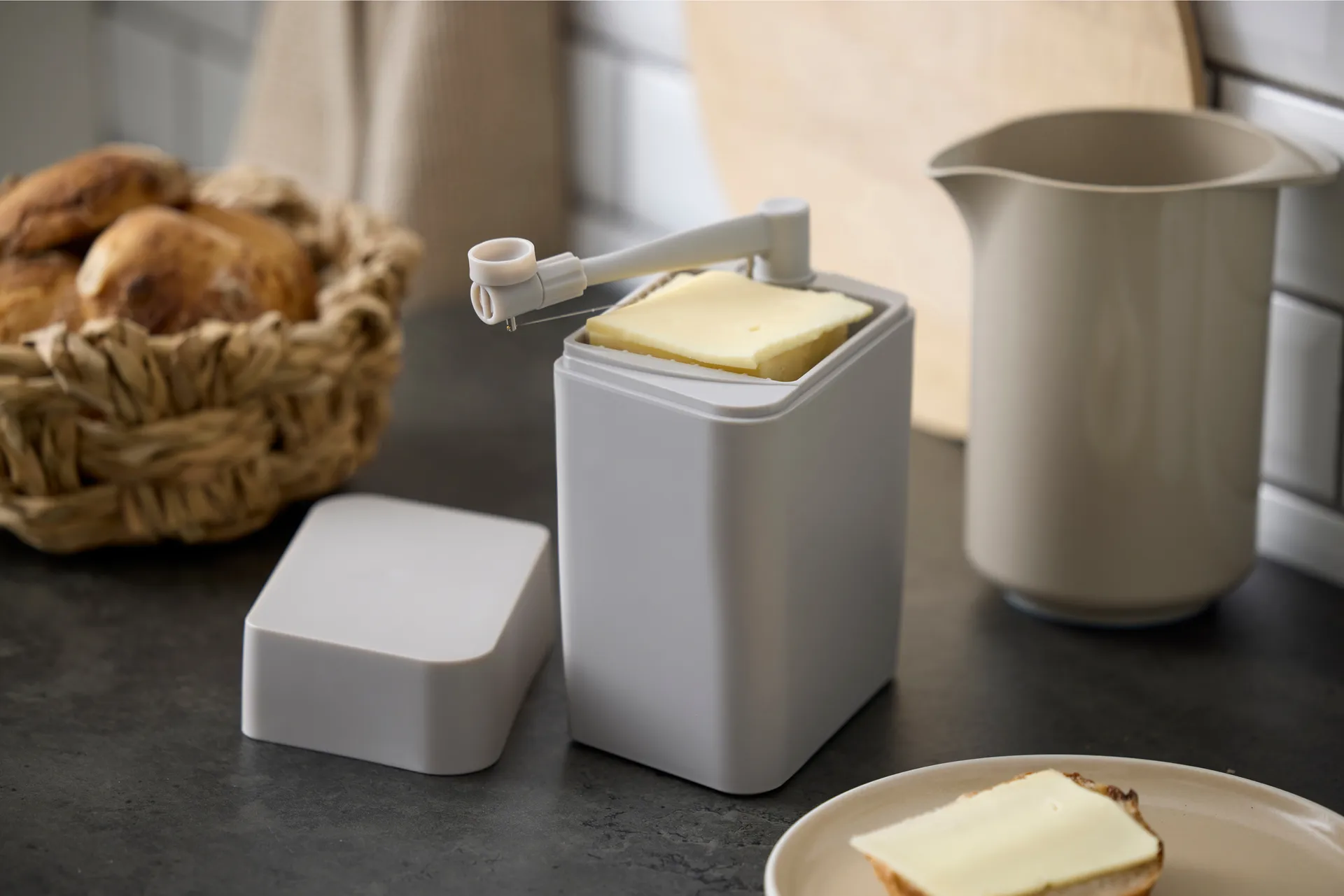 Classic caixa de queijo com cortador16,5x10x19 cm, Bege Rosti