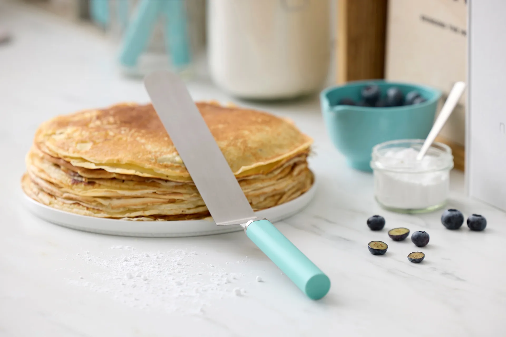 Emma espátula de paleta estreita em aço 33 cm, Verde nórdico Rosti