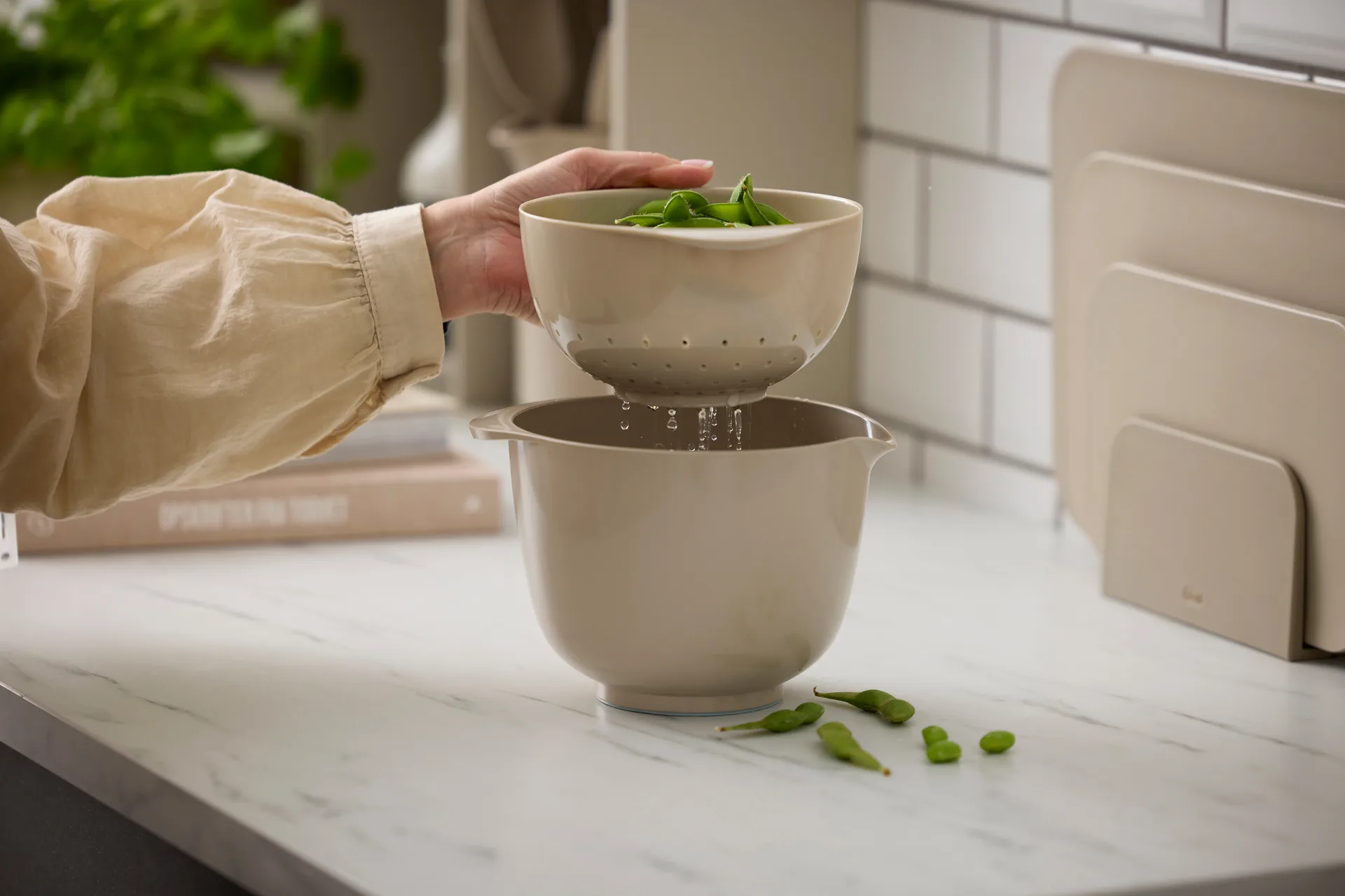 NEW Margrethe taça com escorredor, Húmus, 1,5 litros Rosti