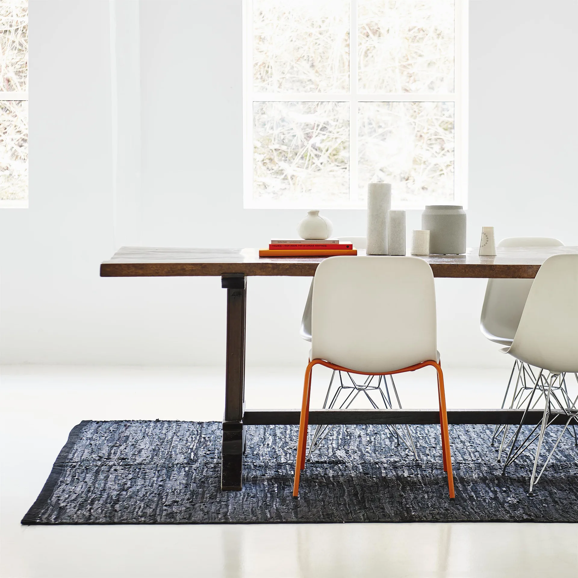 Tapete Leather 60x90 cm, black (preto) Rug Solid