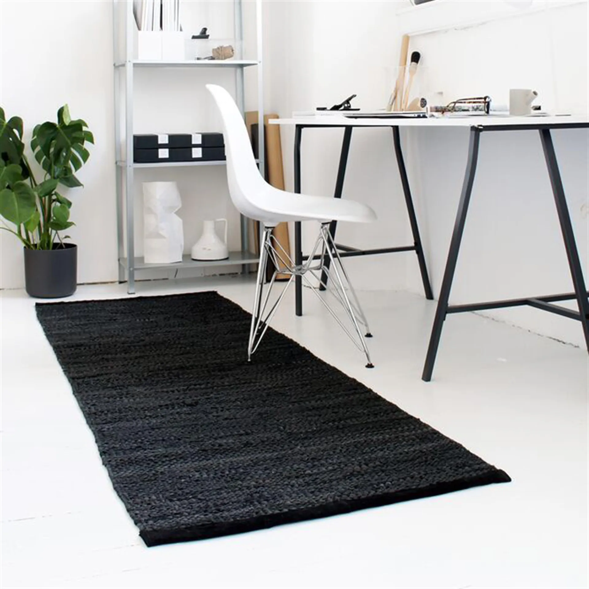 Tapete Leather 60x90 cm, black (preto) Rug Solid