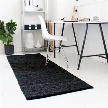 Tapete Leather 75x300 cm - black (preto) - Rug Solid