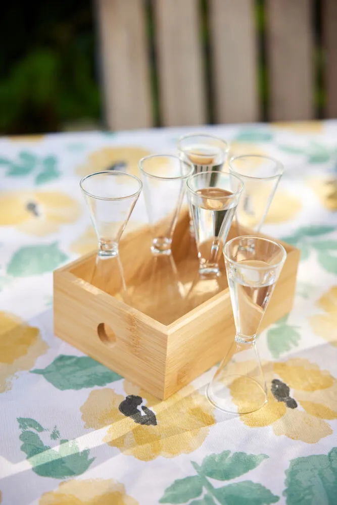 Copo de shot Nature em caixa de bambu 4 cl, 6 un., Bambu-transparente Sagaform