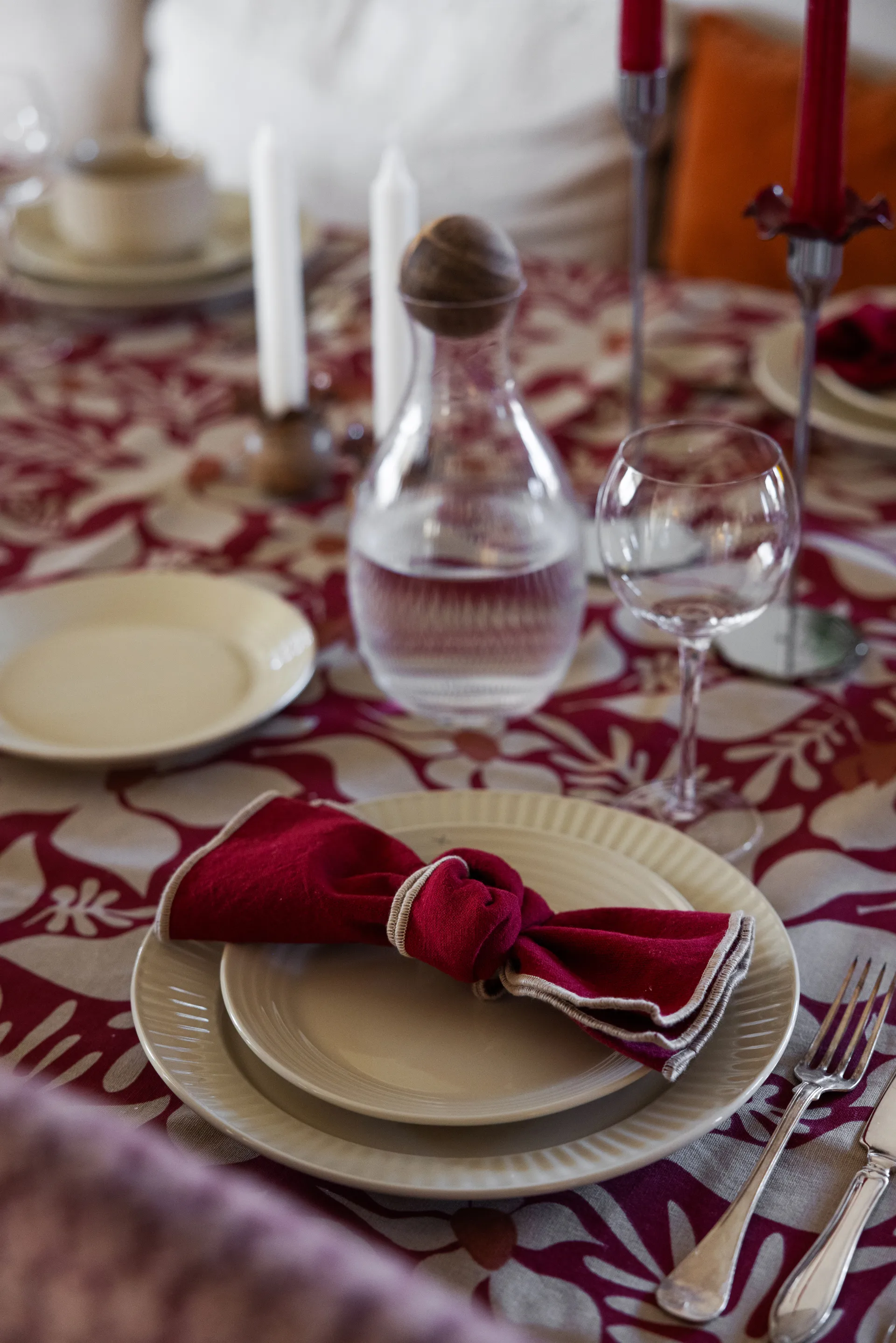 Edith guardanapo 45x45 cm 2 unidades, Bordô Sagaform