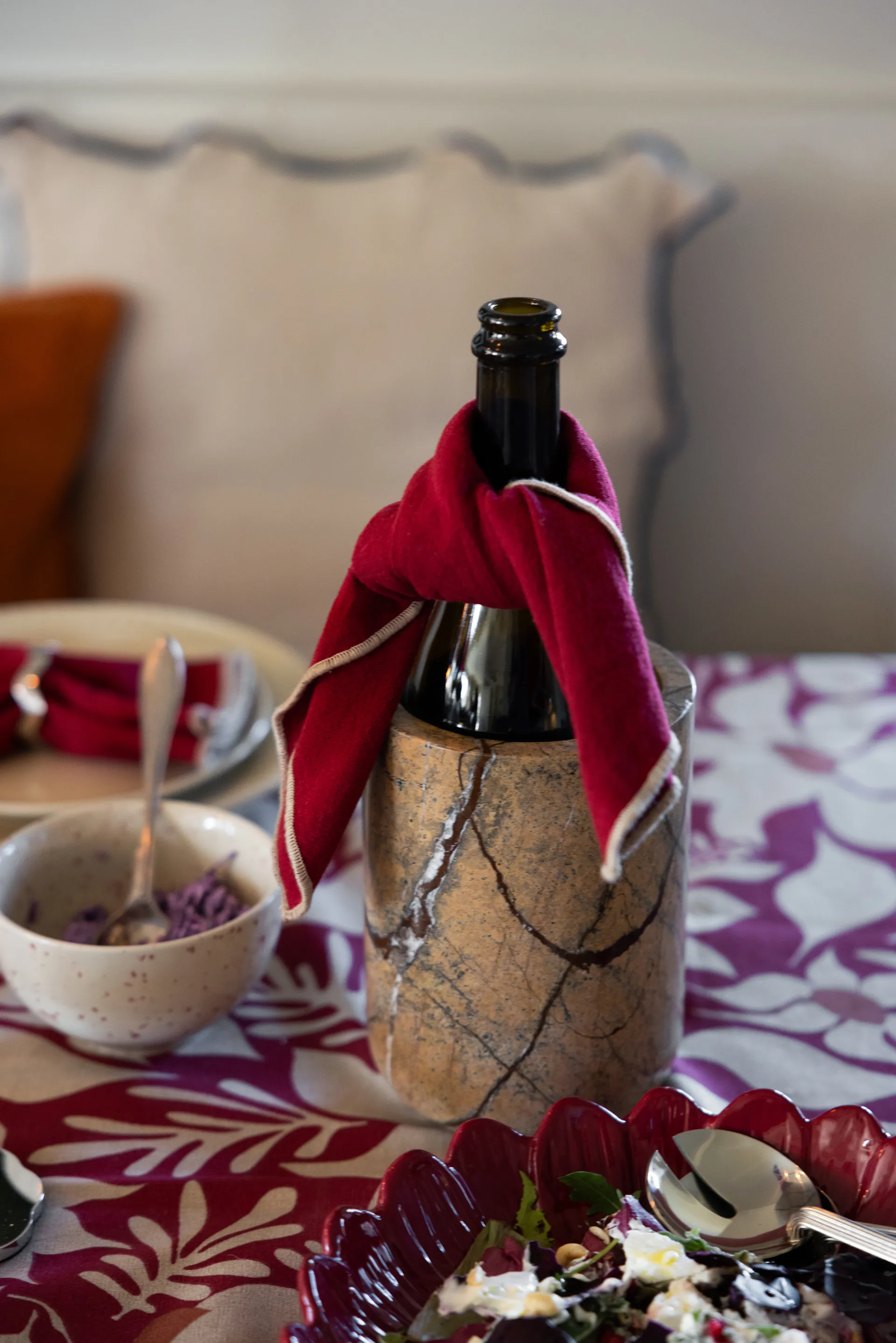 Edith guardanapo 45x45 cm 2 unidades, Bordô Sagaform