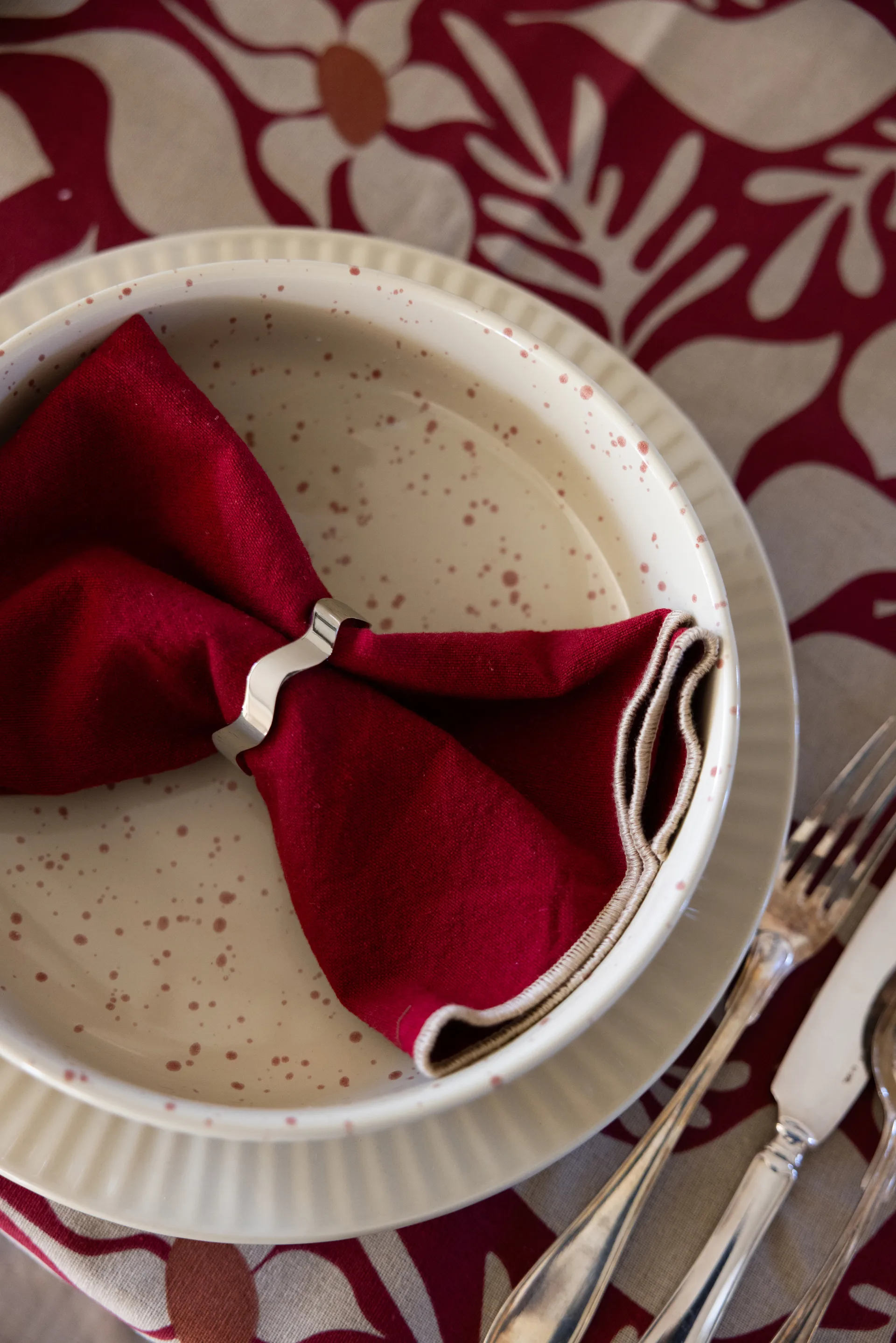 Edith guardanapo 45x45 cm 2 unidades, Bordô Sagaform