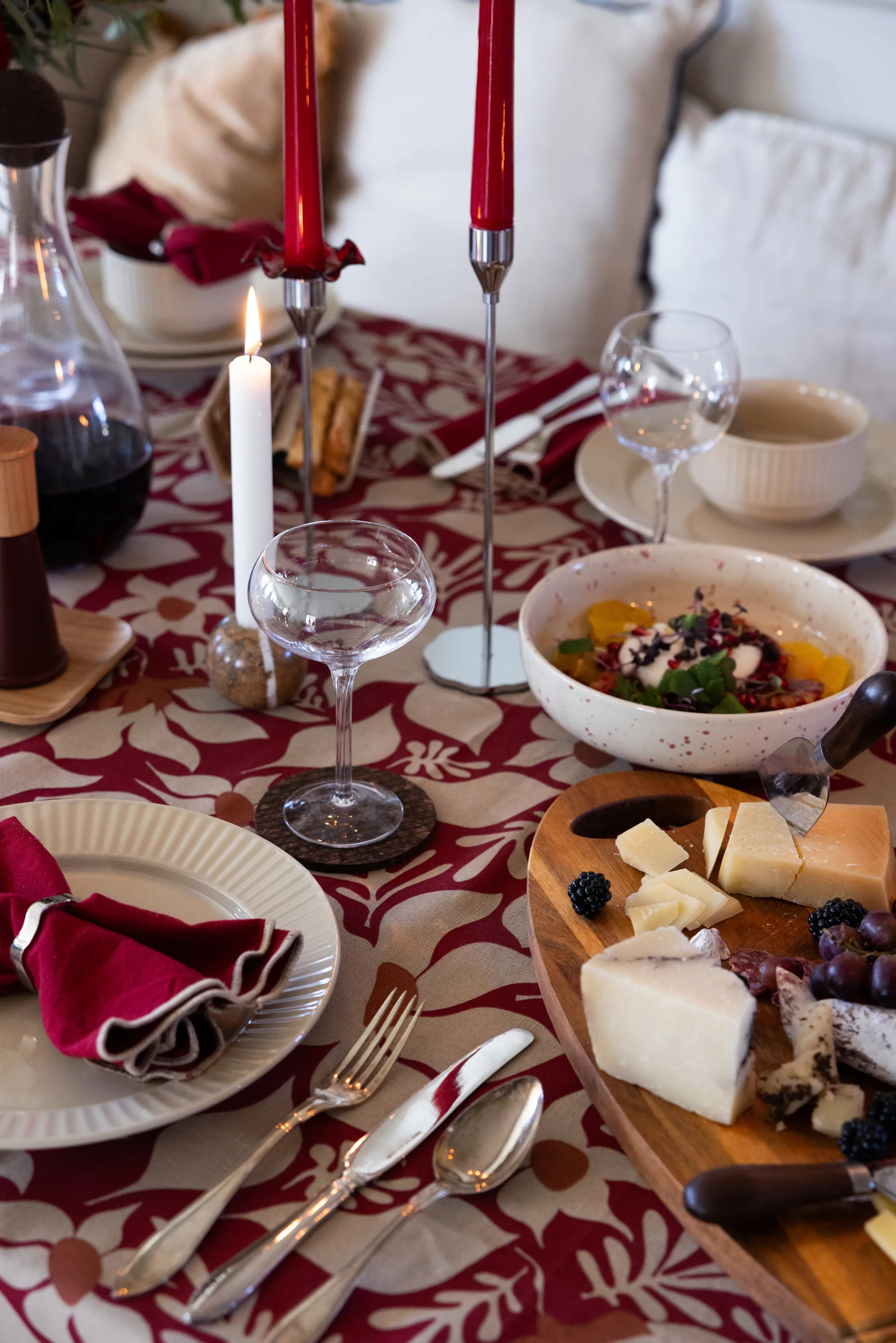 Edith guardanapo 45x45 cm 2 unidades, Bordô Sagaform