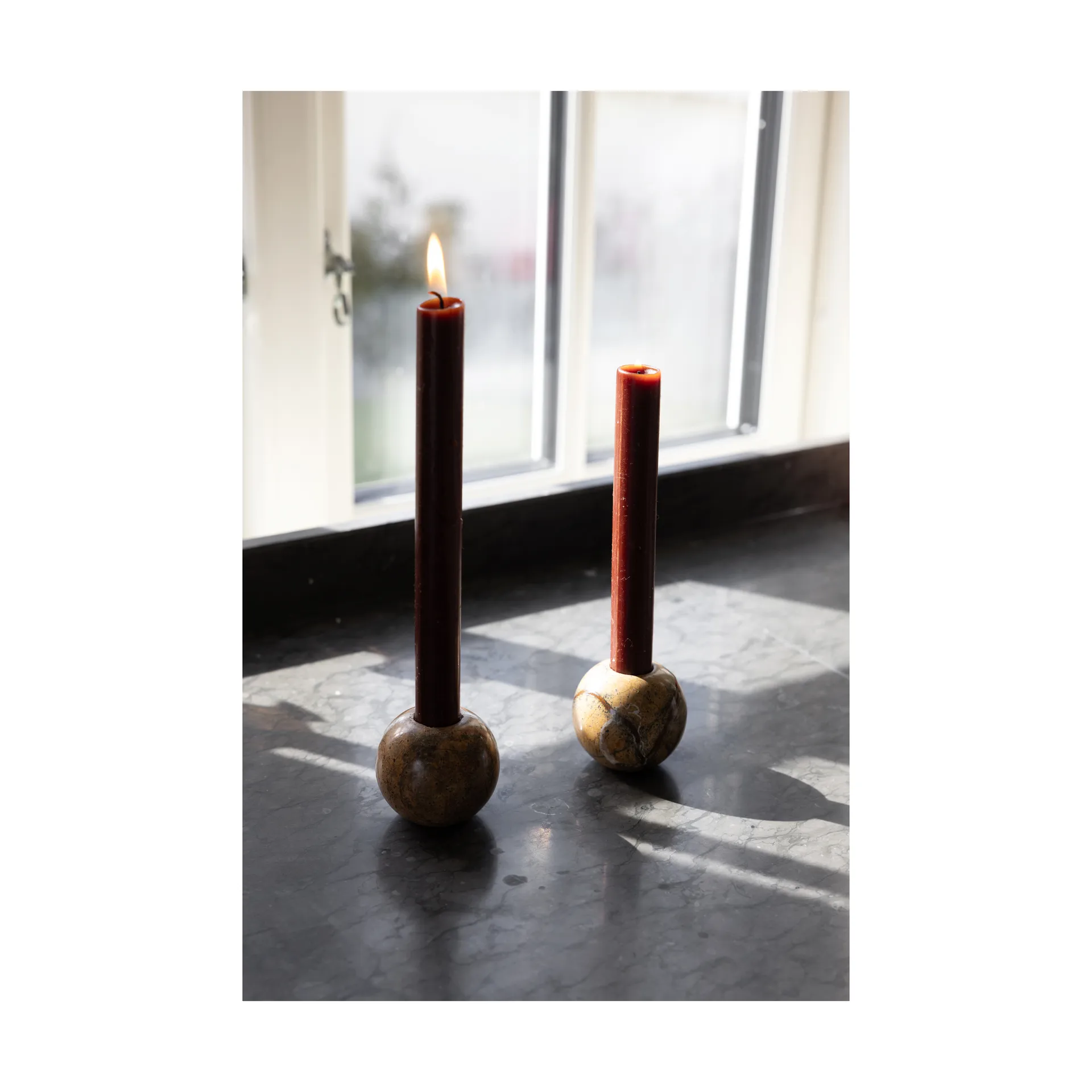 Sten castiçal Ø6 cm, Mármore florestal castanho Sagaform