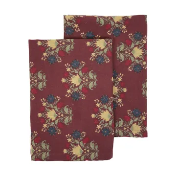 Toalha de cozinha Linnea, pack de 2 - Vermelho vinho misto, 50x70 cm - Sagaform