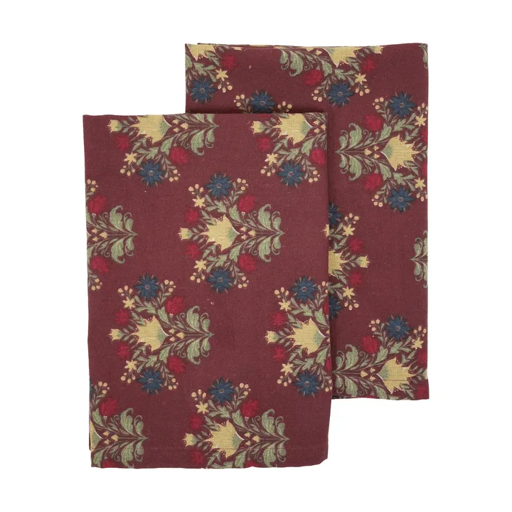 Toalha de cozinha Linnea, pack de 2 - Vermelho vinho misto, 50x70 cm - Sagaform