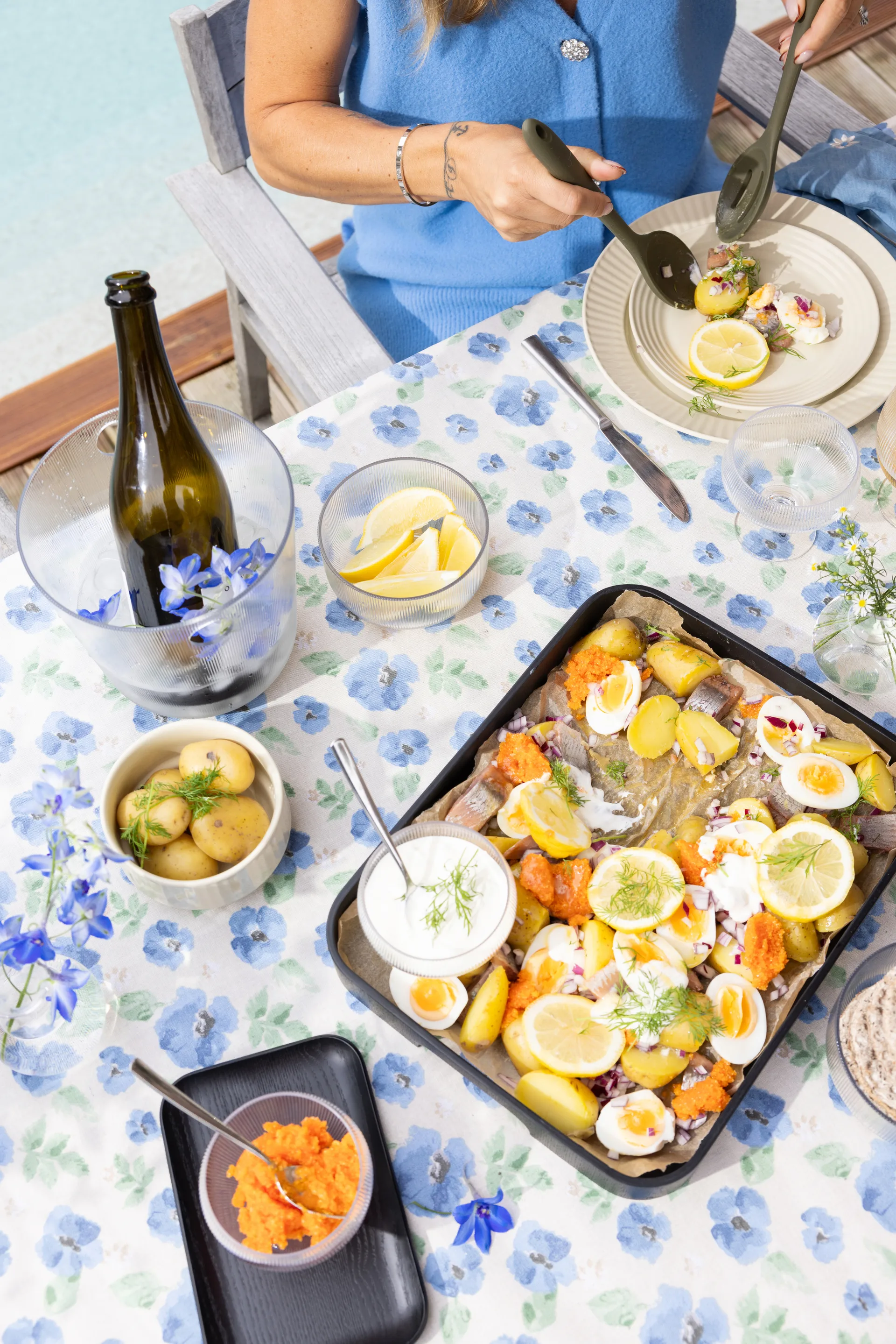 Toalha de mesa encerada Eden 150x250 cm, Azul Sagaform