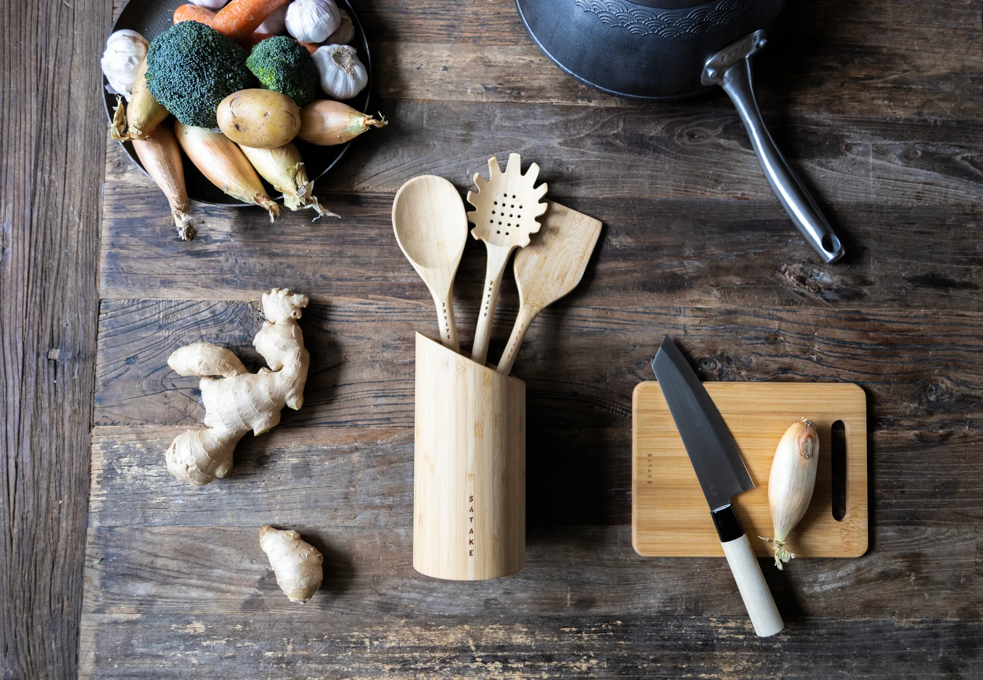 Utensílios e suporte para utensílios Satake, Bambu, 4 peças Satake