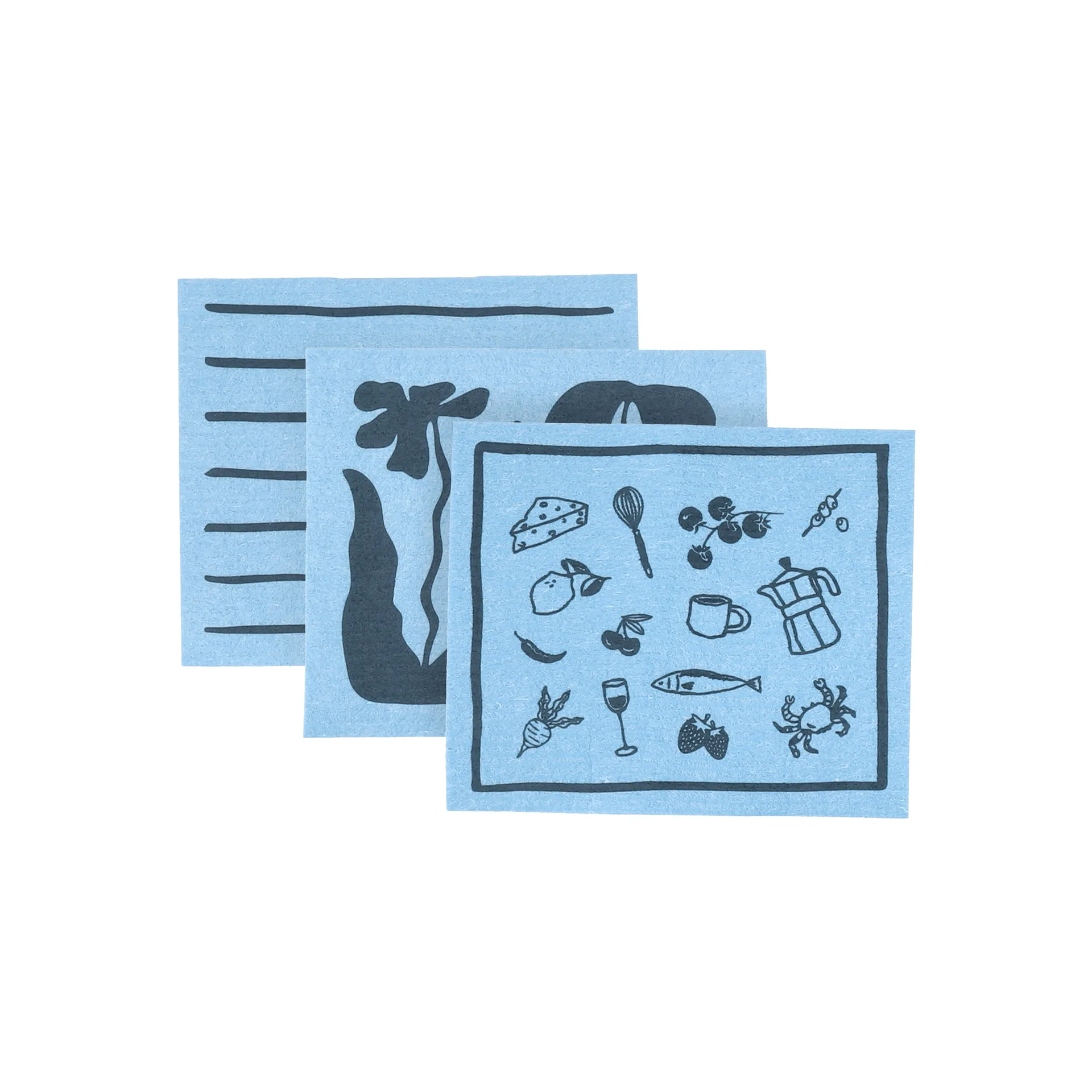 Daily pano de cozinha com padrão, Azul, pack de 3 Scandi Essentials