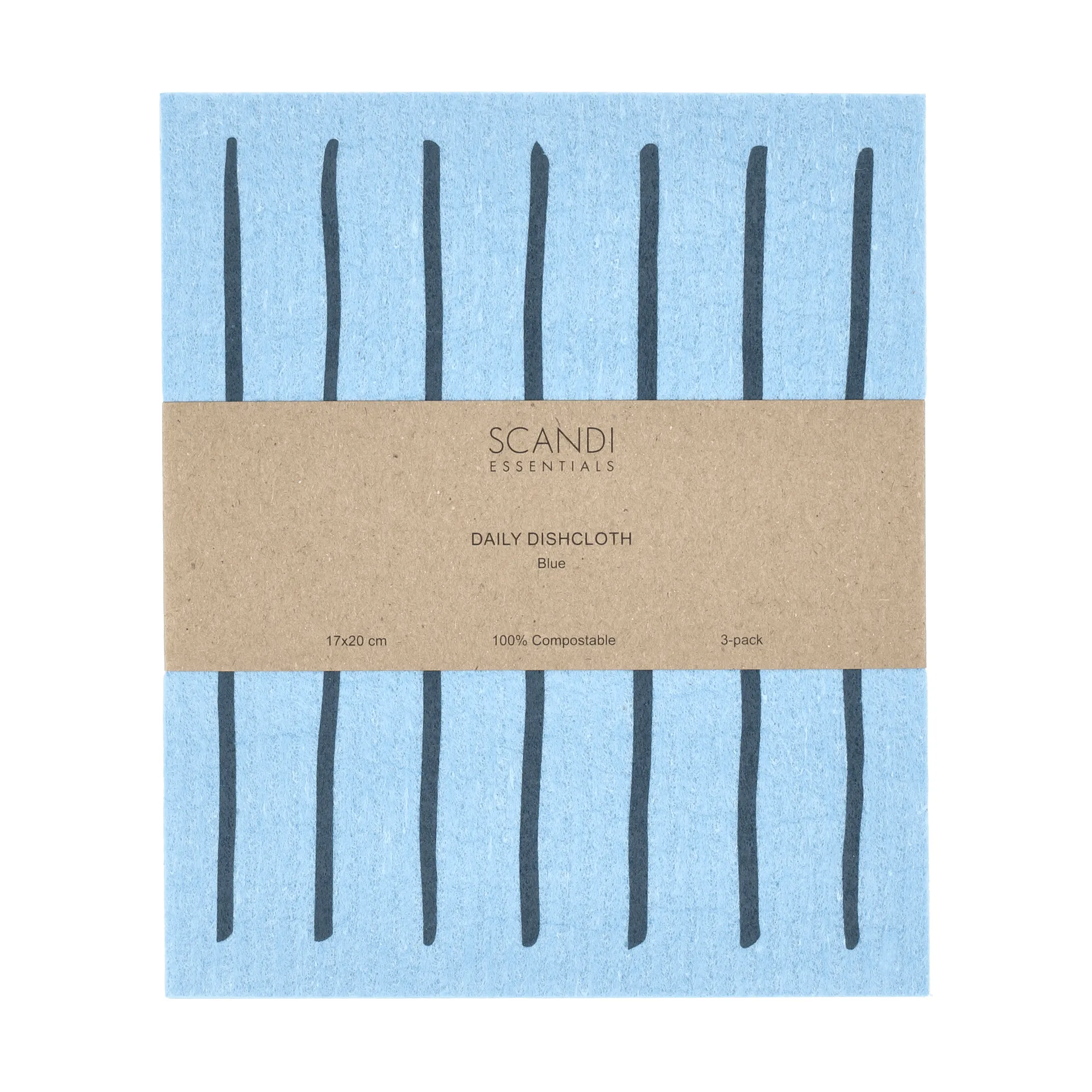 Daily pano de cozinha com padrão, Azul, pack de 3 Scandi Essentials