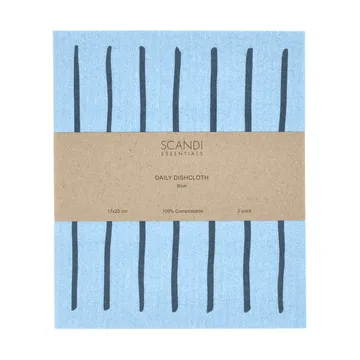 Daily pano de cozinha com padrão - Azul, pack de 3 - Scandi Essentials