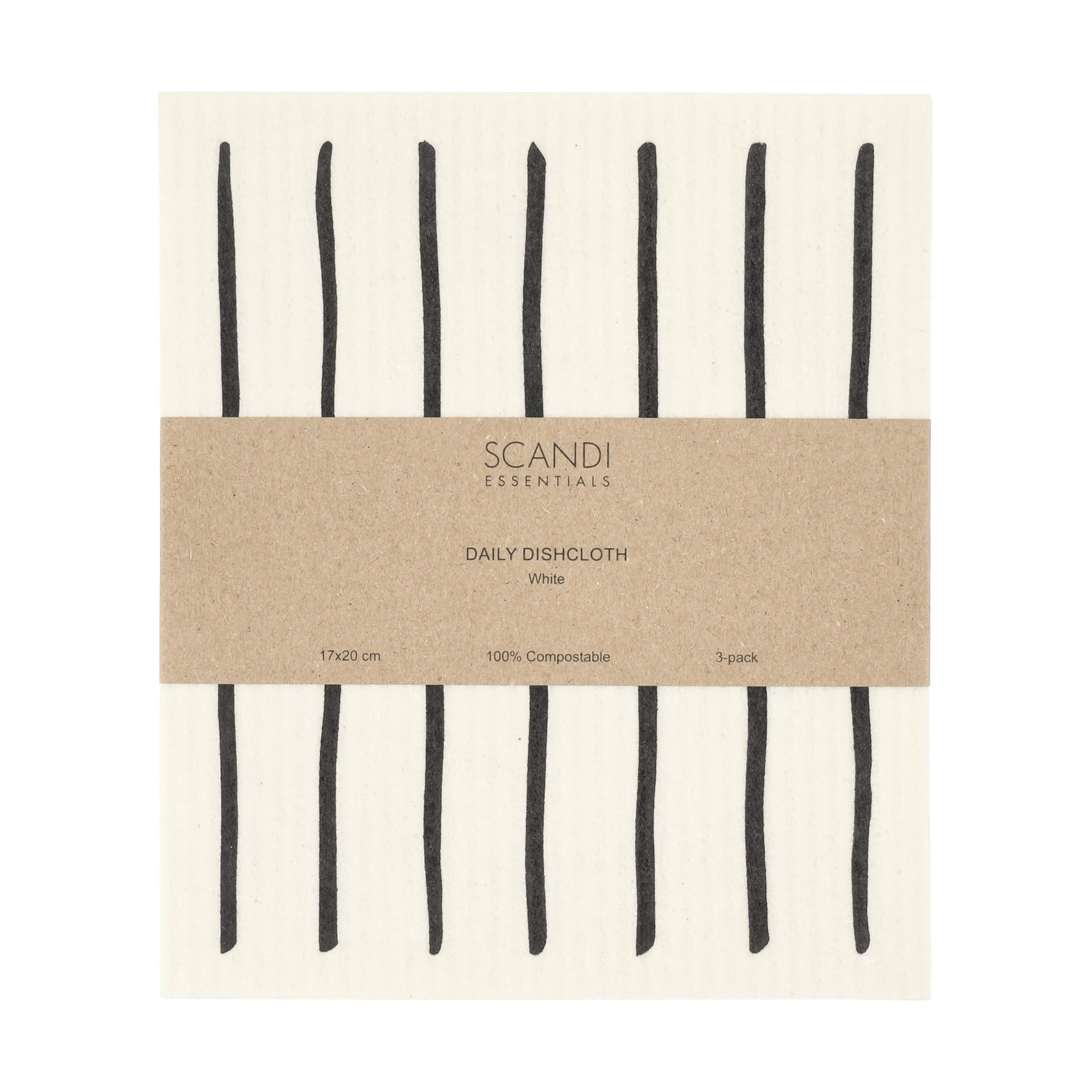 Daily pano de cozinha com padrão, Branco, pack de 3 Scandi Essentials