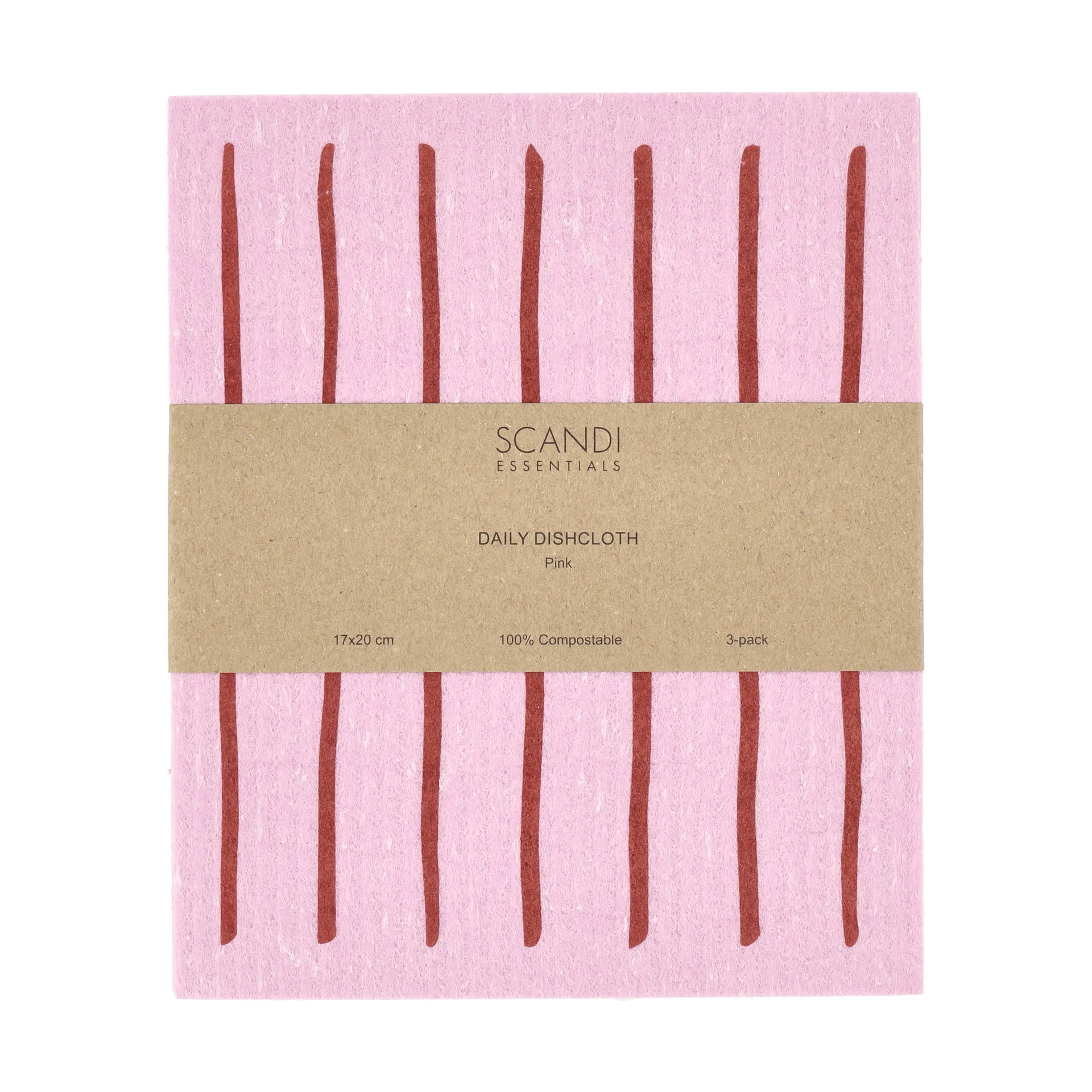 Daily pano de cozinha com padrão, Rosa, conjunto de 3 Scandi Essentials