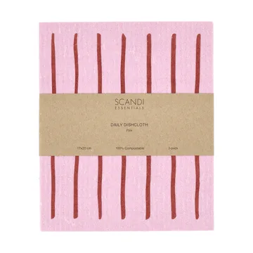 Daily pano de cozinha com padrão - Rosa, conjunto de 3 - Scandi Essentials