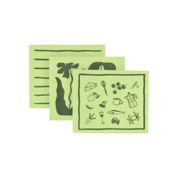 Daily pano de cozinha com padrão - Verde, pack de 3 - Scandi Essentials