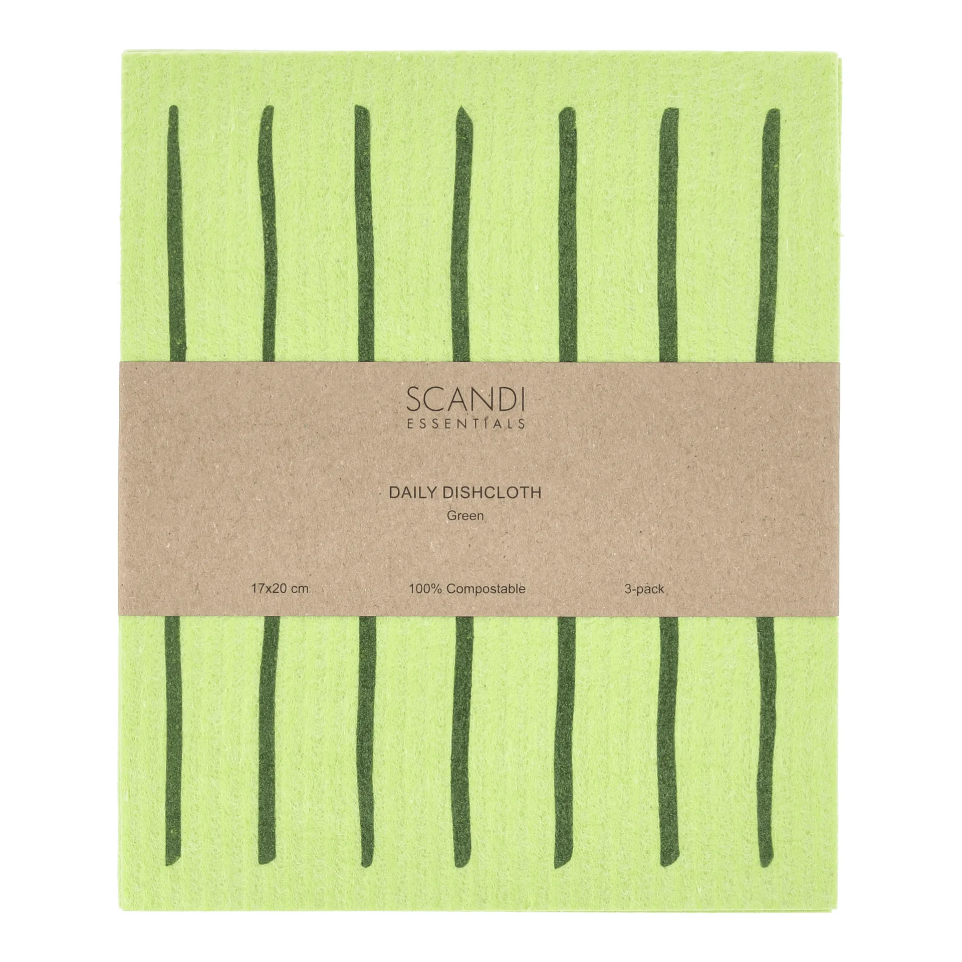 Daily pano de cozinha com padrão, Verde, pack de 3 Scandi Essentials