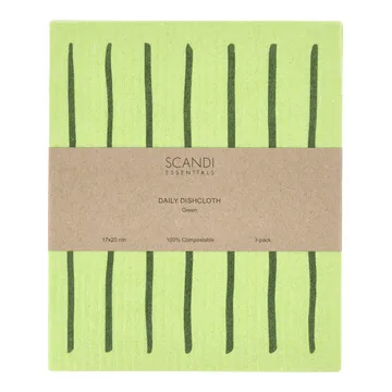 Daily pano de cozinha com padrão - Verde, pack de 3 - Scandi Essentials
