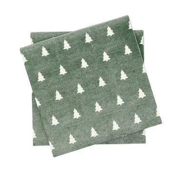 Guardanapo de linho 33x33 cm 20 unidades - Verde-branco - Scandi Essentials
