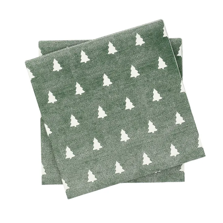 Guardanapo de linho 33x33 cm 20 unidades - Verde-branco - Scandi Essentials