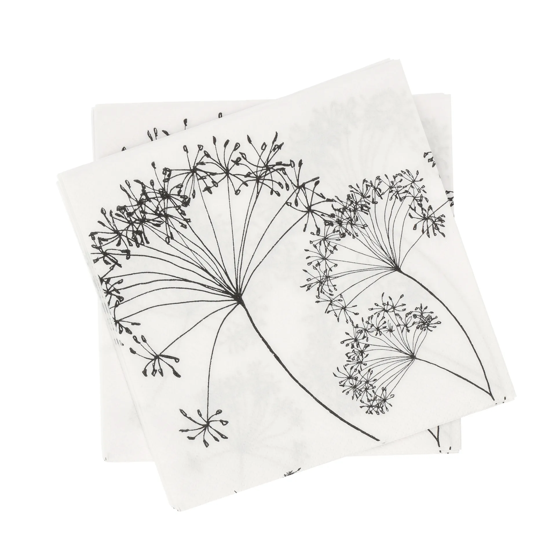 Guardanapo de papel Botanical, Branco-preto, pack de 20, 33x33 cm Scandi Essentials