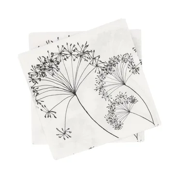 Guardanapo de papel Botanical - Branco-preto, pack de 20, 33x33 cm - Scandi Essentials