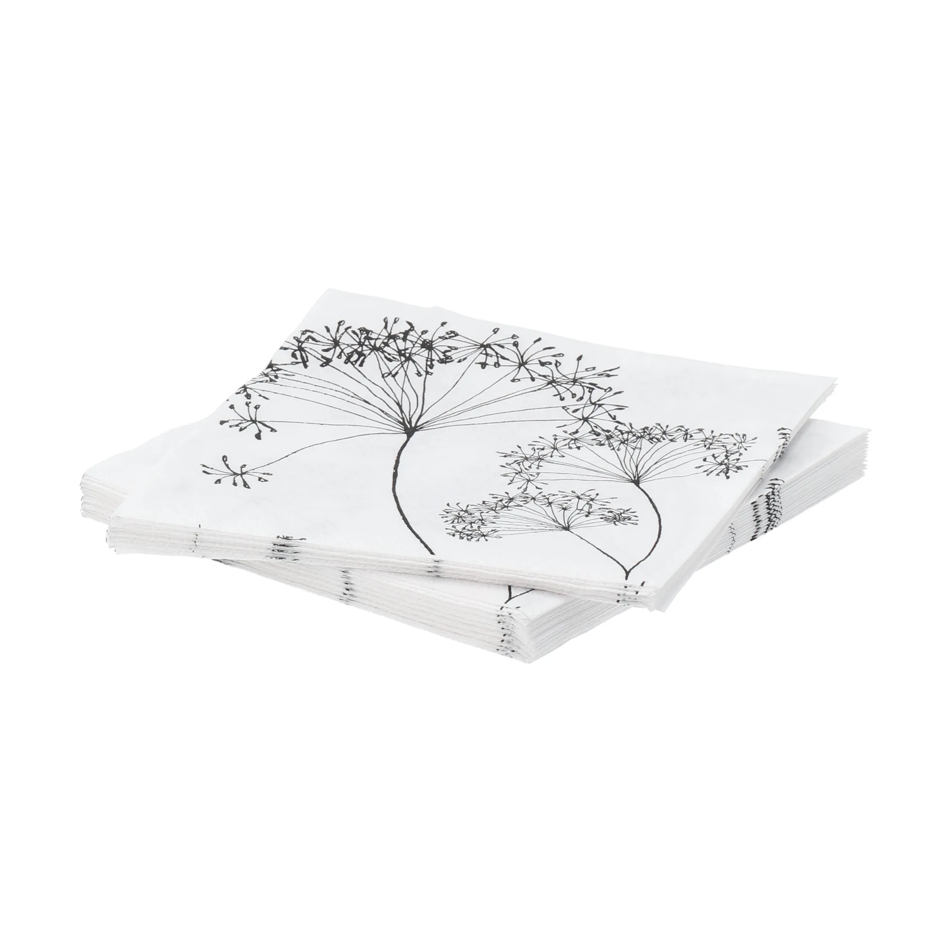 Guardanapo de papel Botanical, Branco-preto, pack de 20, 33x33 cm Scandi Essentials