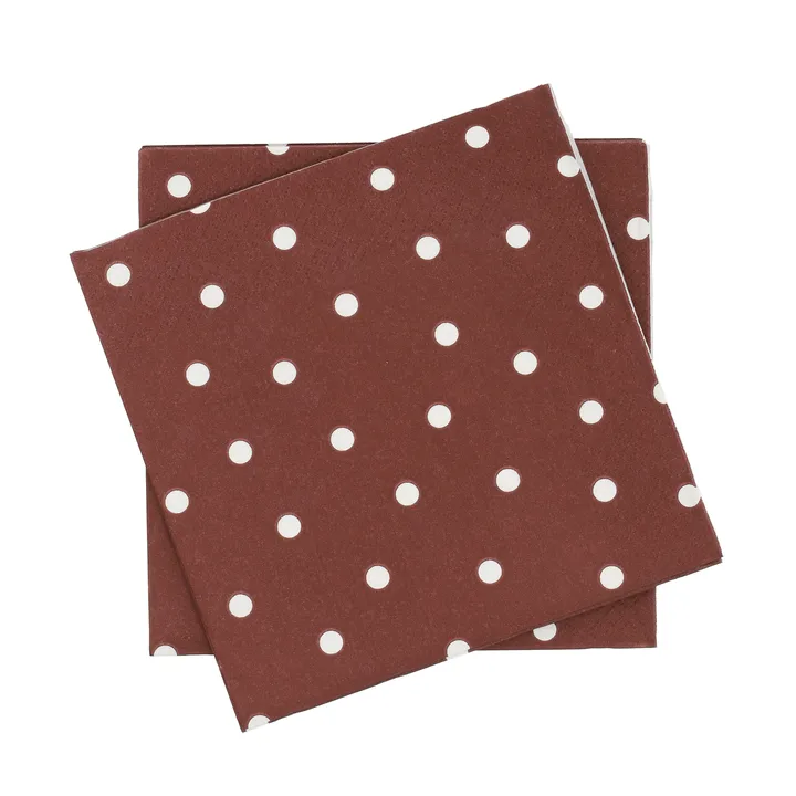 Guardanapo de papel com pontos finos - Bordeaux-branco, pack de 20, 33x33 cm - Scandi Essentials