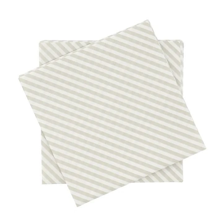 Guardanapo de papel com riscas finas - Branco-bege, pack de 20, 33x33 cm - Scandi Essentials