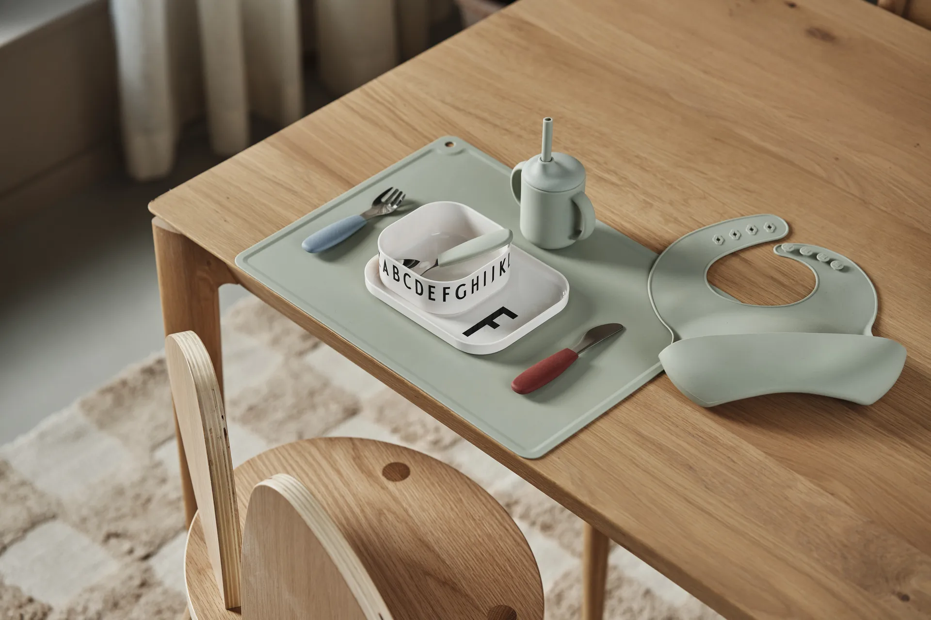 Babador bobo de silicone, 2 unidades, Verde-azul Scandi Living