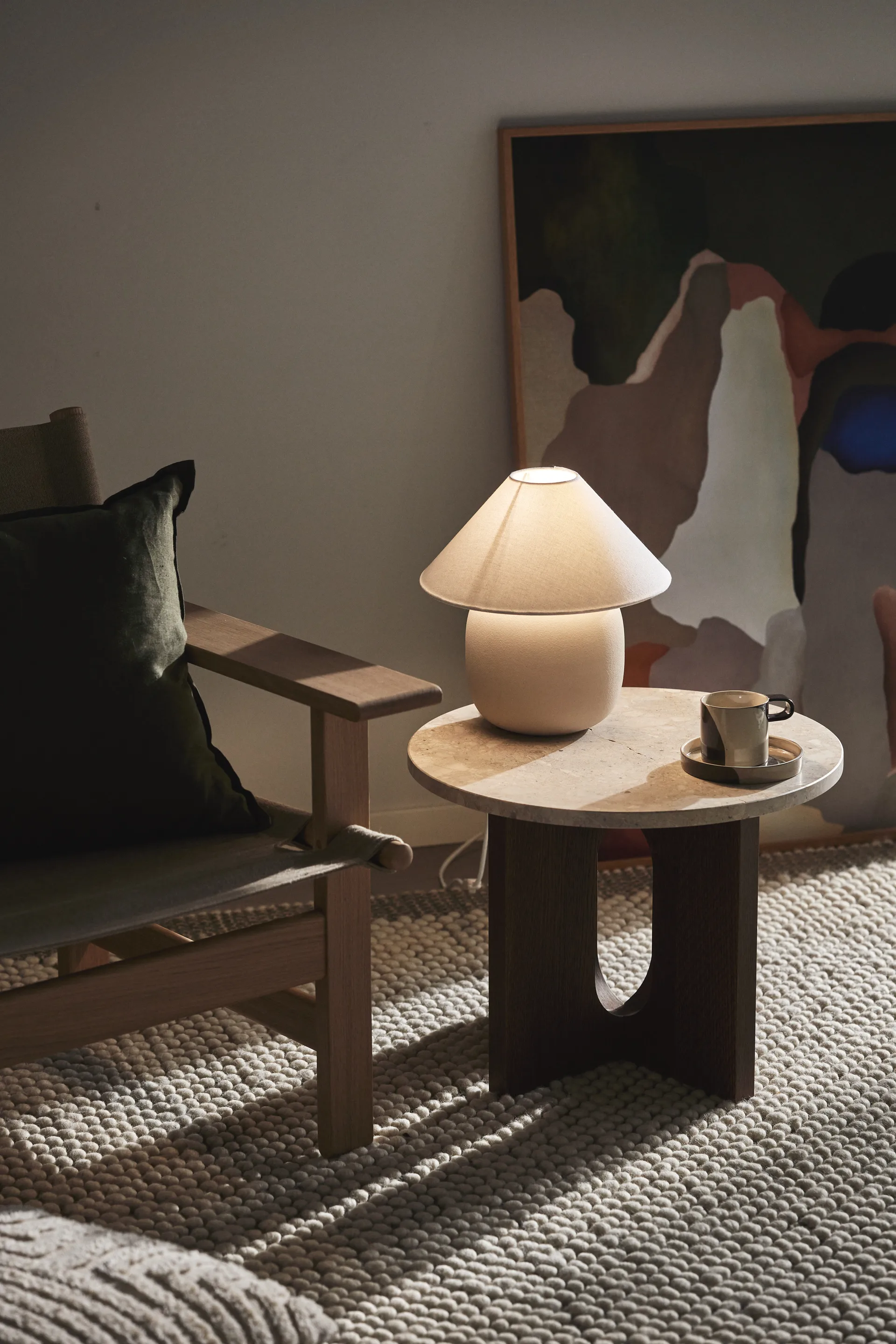 Candeeiro de mesa Boulder 29 cm beige-white Scandi Living