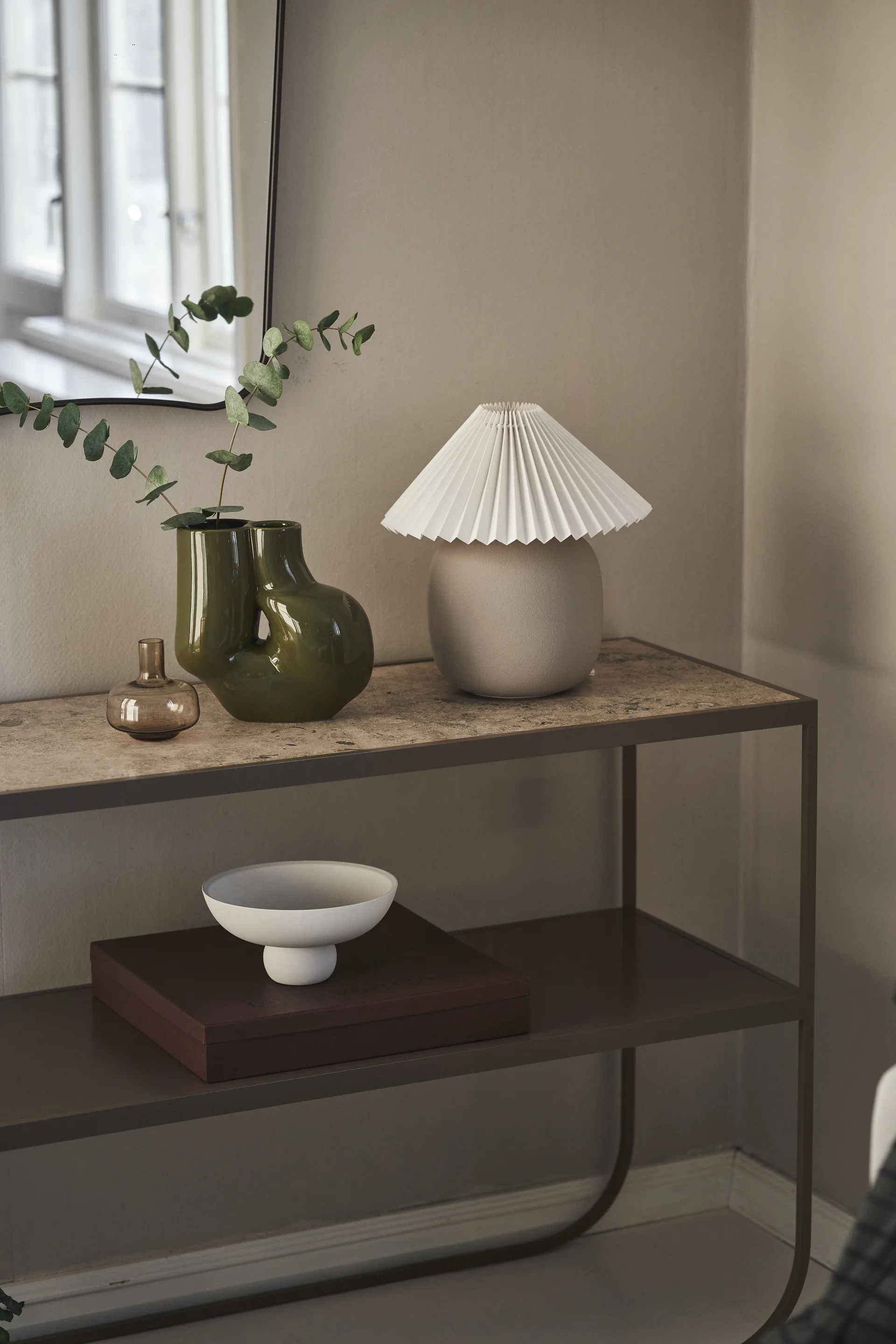 Candeeiro de mesa Boulder 29 cm grey-pleated white,  Scandi Living