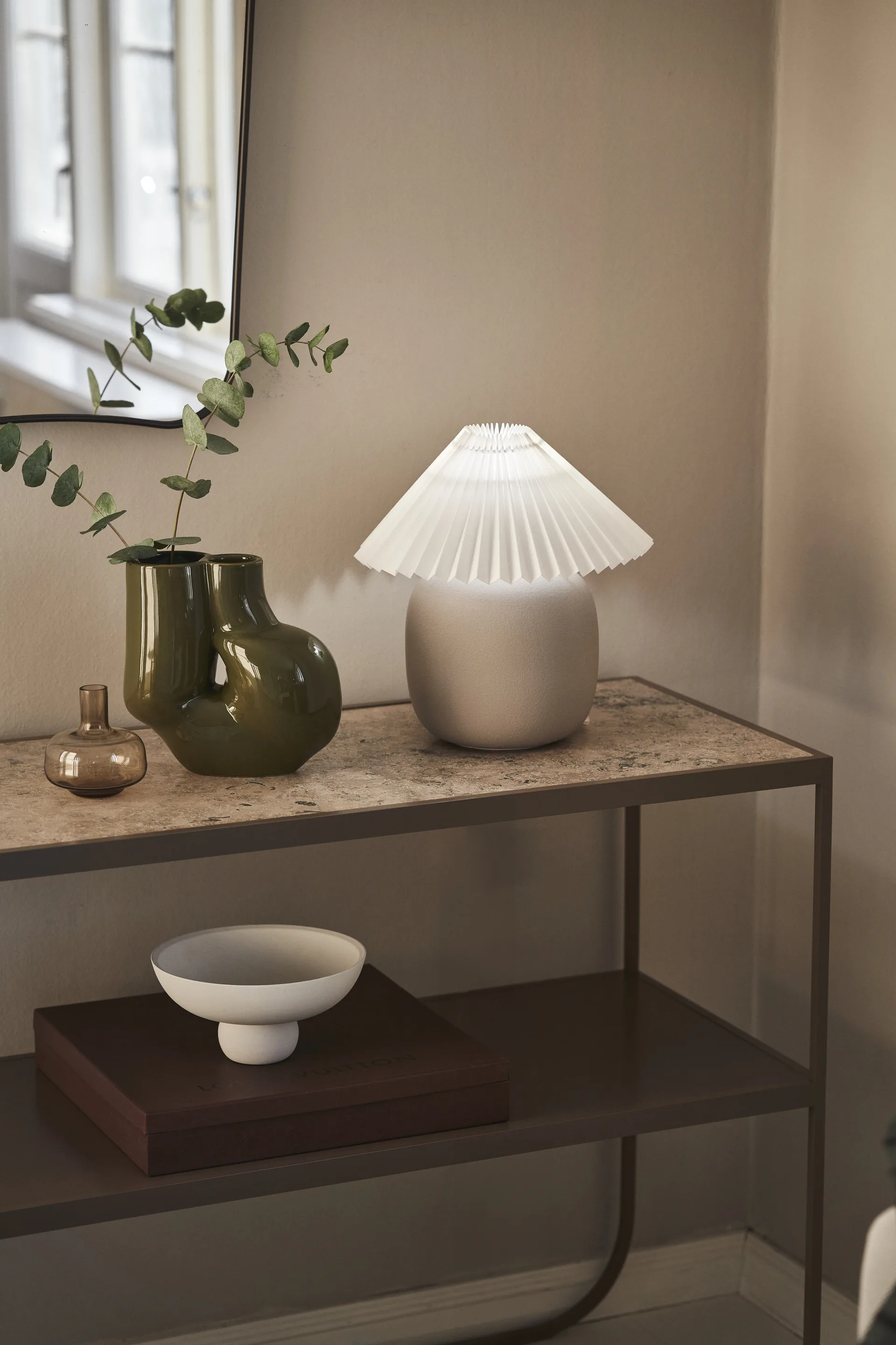 Candeeiro de mesa Boulder 29 cm grey-pleated white,  Scandi Living