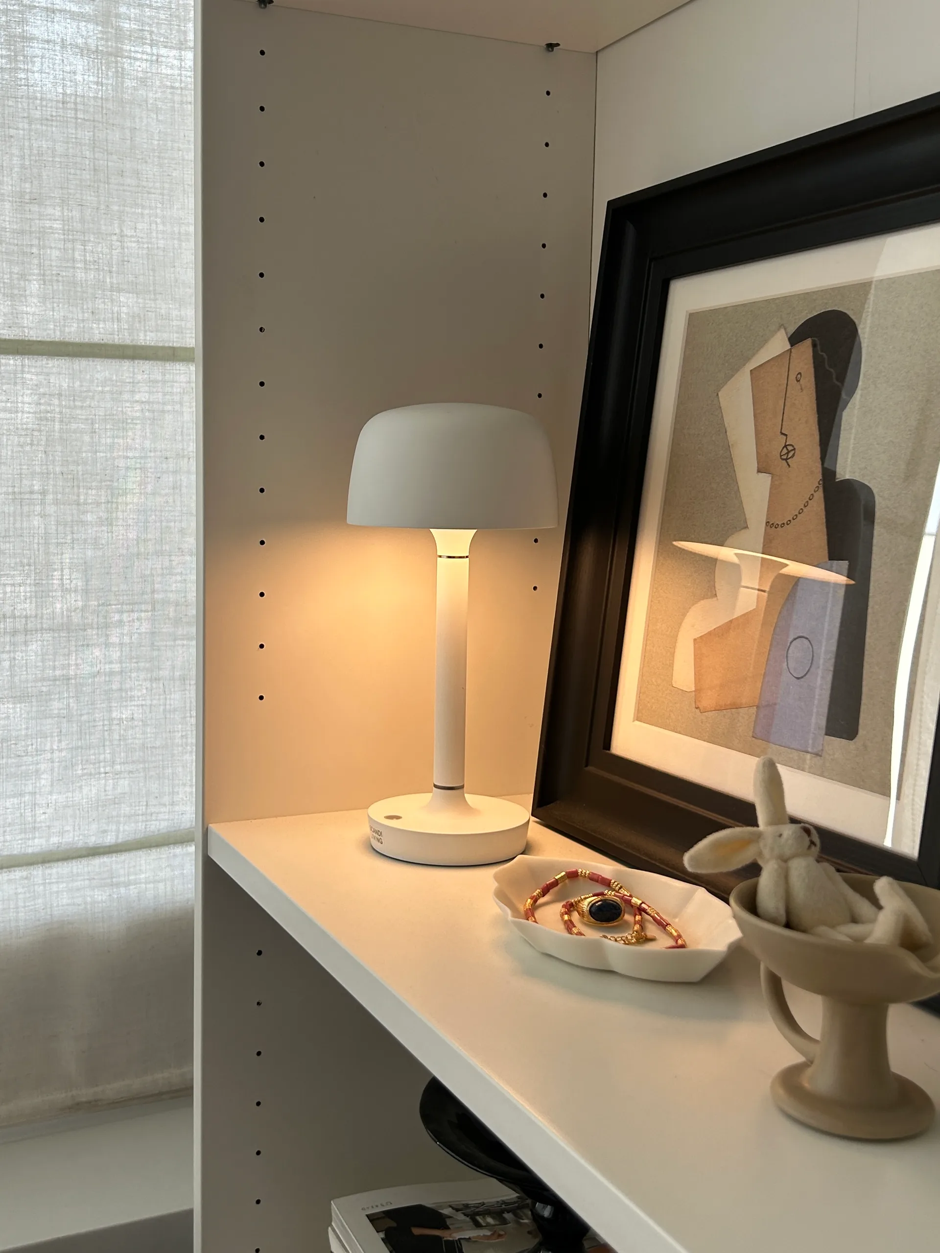 Candeeiro de mesa portátil Halo 25,5 cm, White Scandi Living