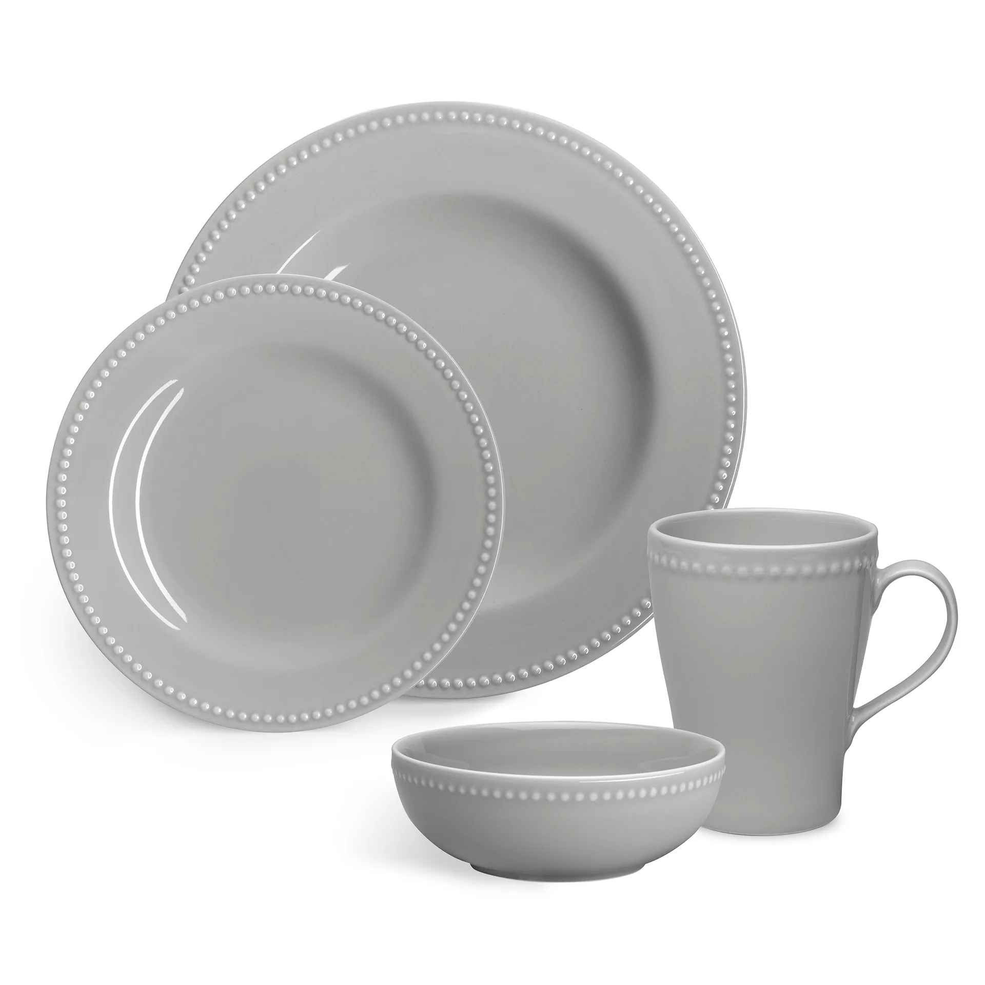 Caneca Dots 35 cl 4 un., Cinza Scandi Living