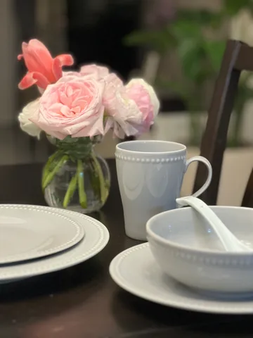 Caneca Dots 35 cl 4 un. - Cinza - Scandi Living