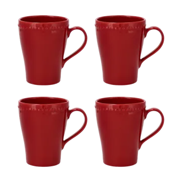 Caneca Dots 35 cl 4 un. - Vermelho - Scandi Living