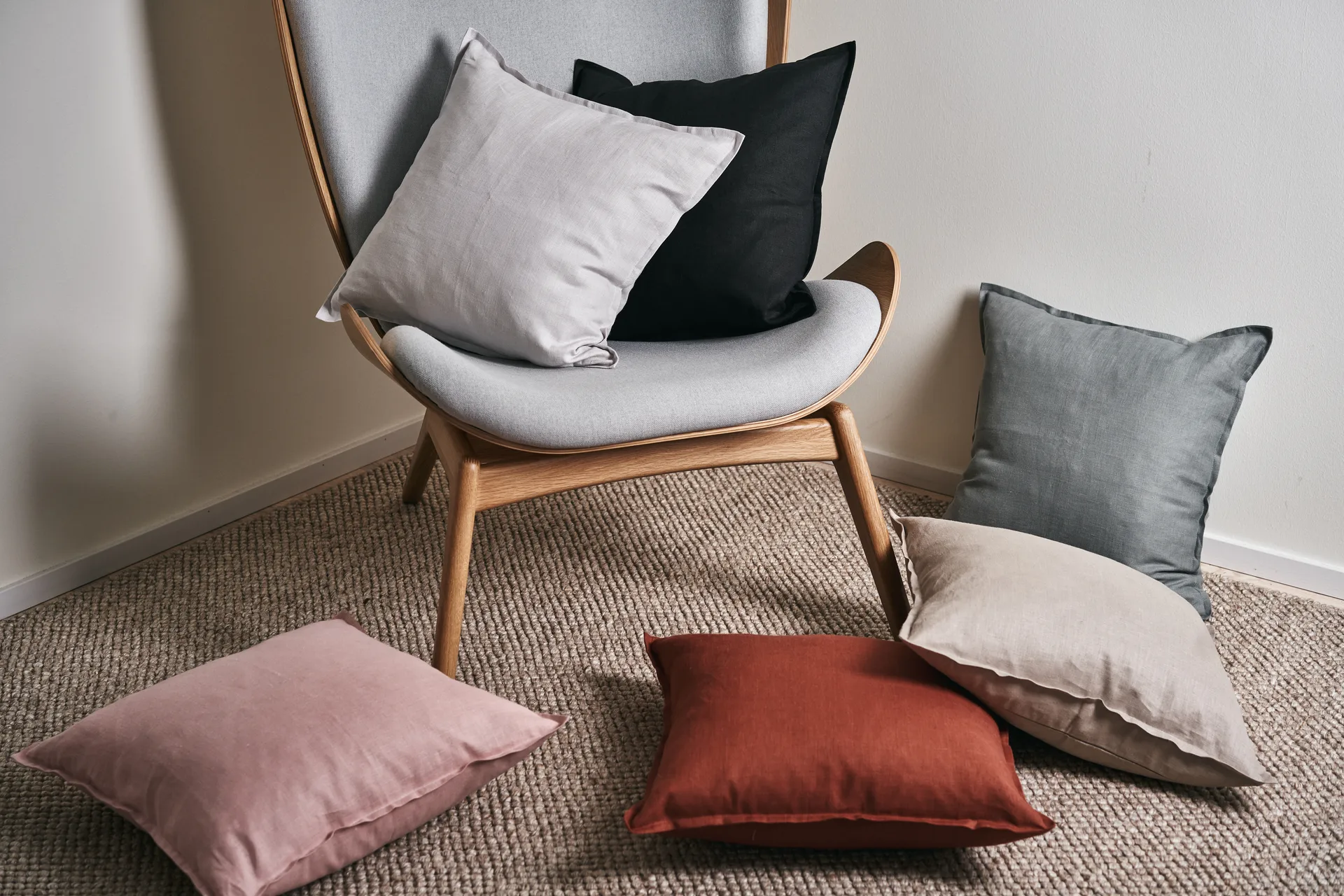 Capa de almofada de linho Calm 50x50 cm, Icy Grey Scandi Living