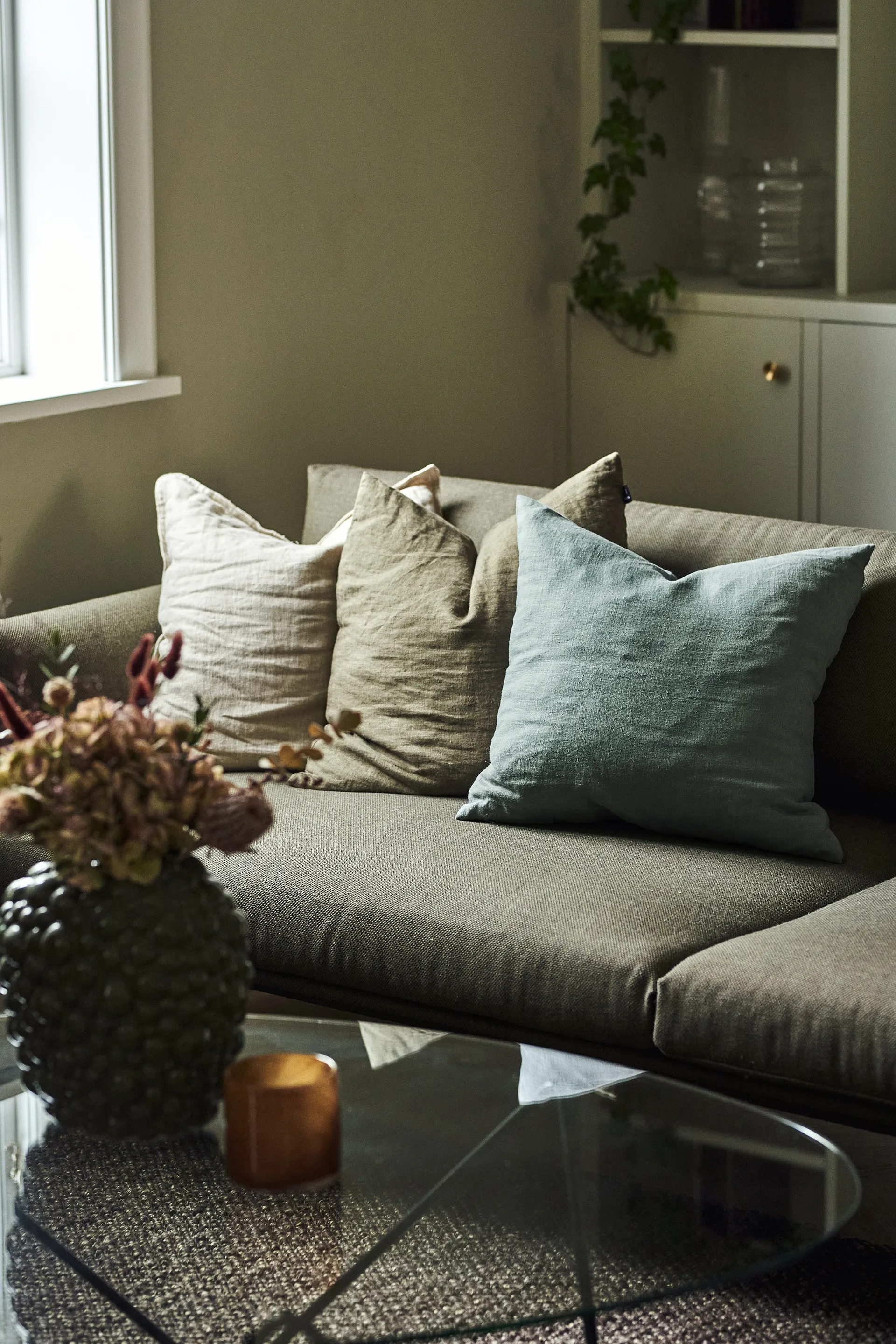 Capa de almofada de linho Calm 50x50 cm, Smokey Blue Scandi Living