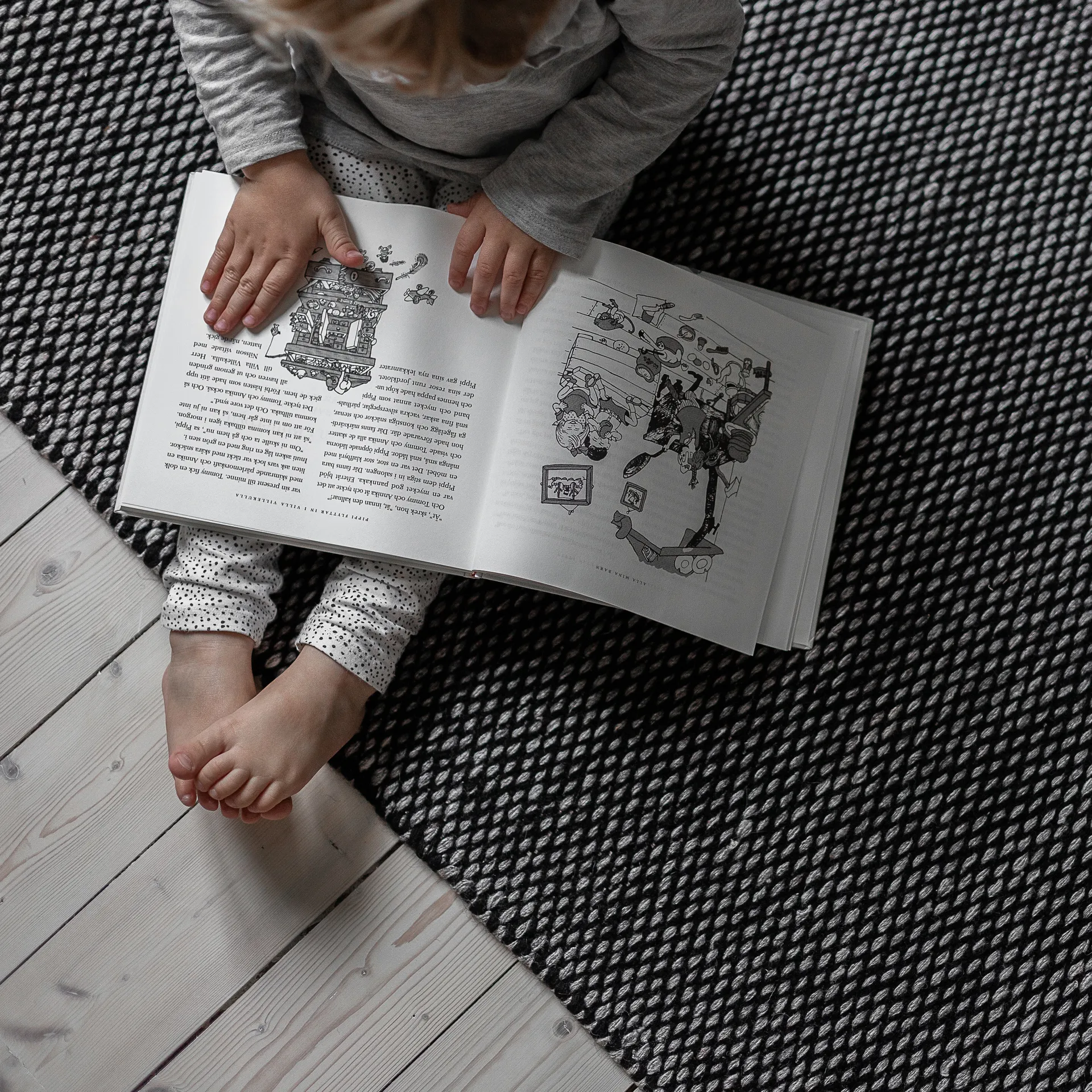 Carpete de lã Lea, preto, 80x240 cm Scandi Living